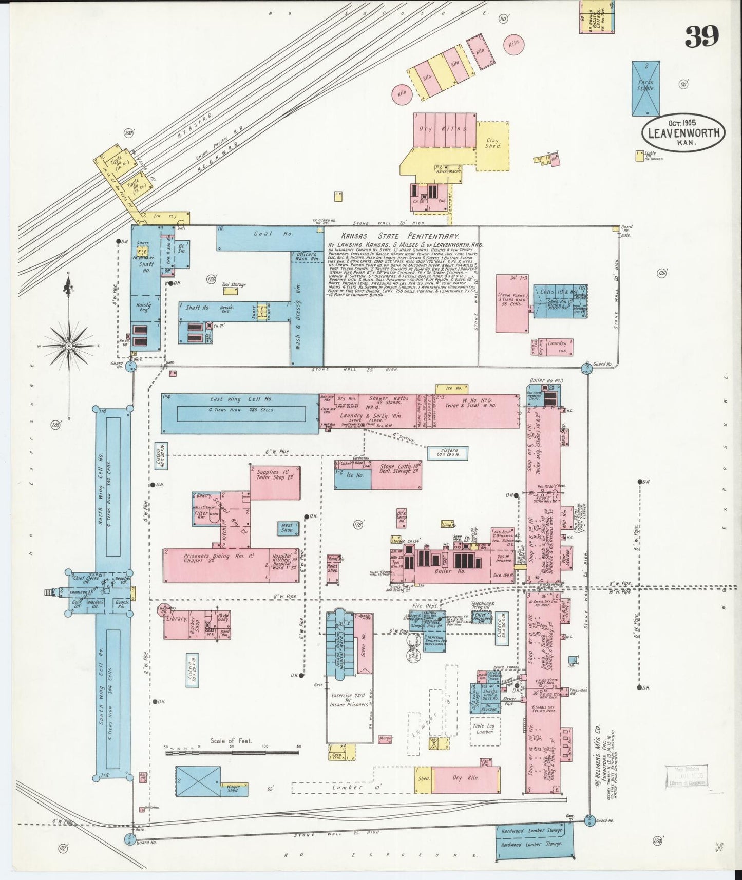 Sanborn Fire Insurance Map from Leavenworth, Leavenworth County, Kansas (1905), Sheet #0040 - Historic Sanborn Fire Insurance Map Print, vintage old map wall art, antique decor, genealogy gift, Kansas Kansas map