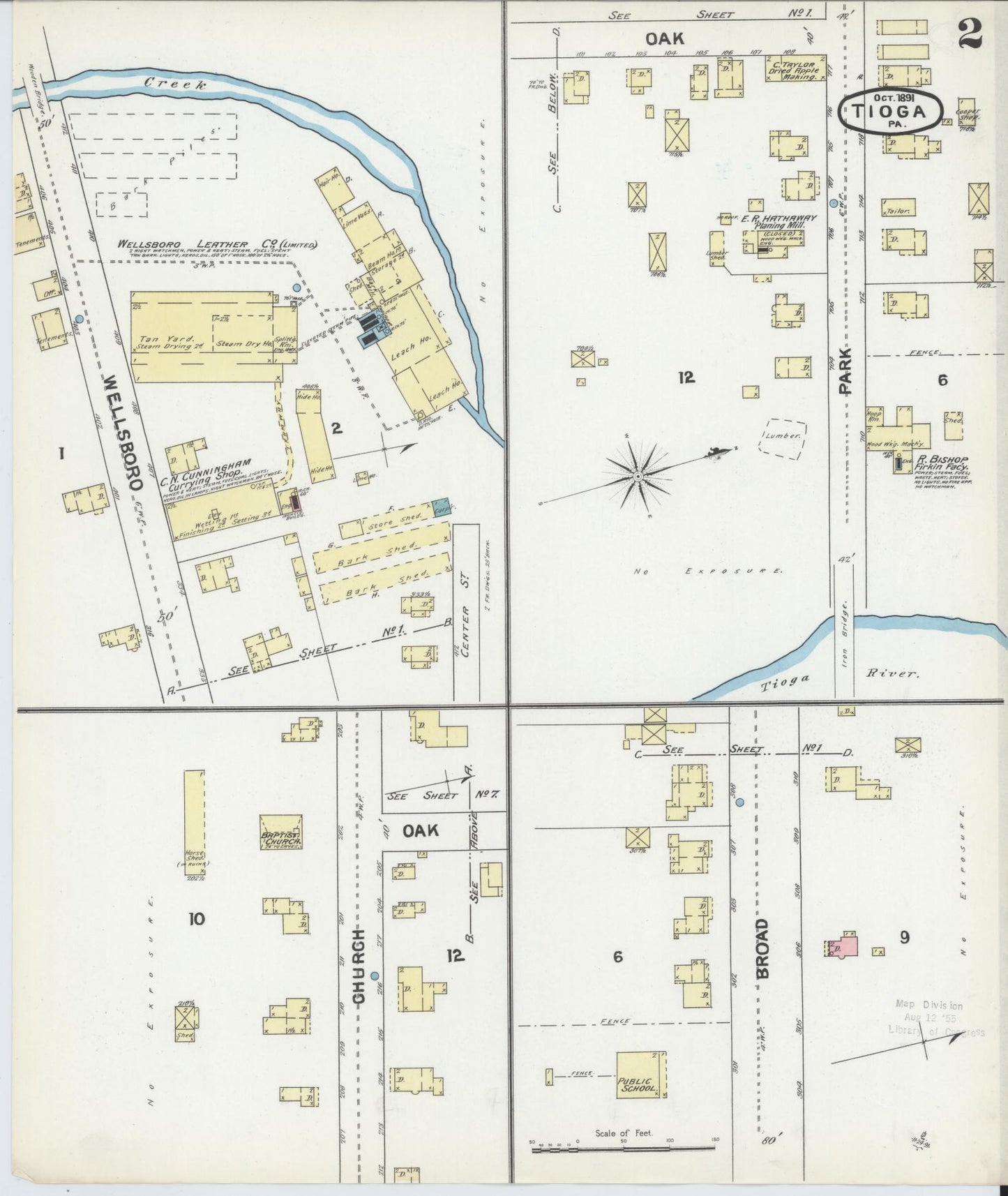 Sanborn Fire Insurance Map from Tioga, Tioga County, Pennsylvania (1891), Sheet #0002 - Complete Map Set gallery image, historic Sanborn map, vintage wall art, Pennsylvania Pennsylvania