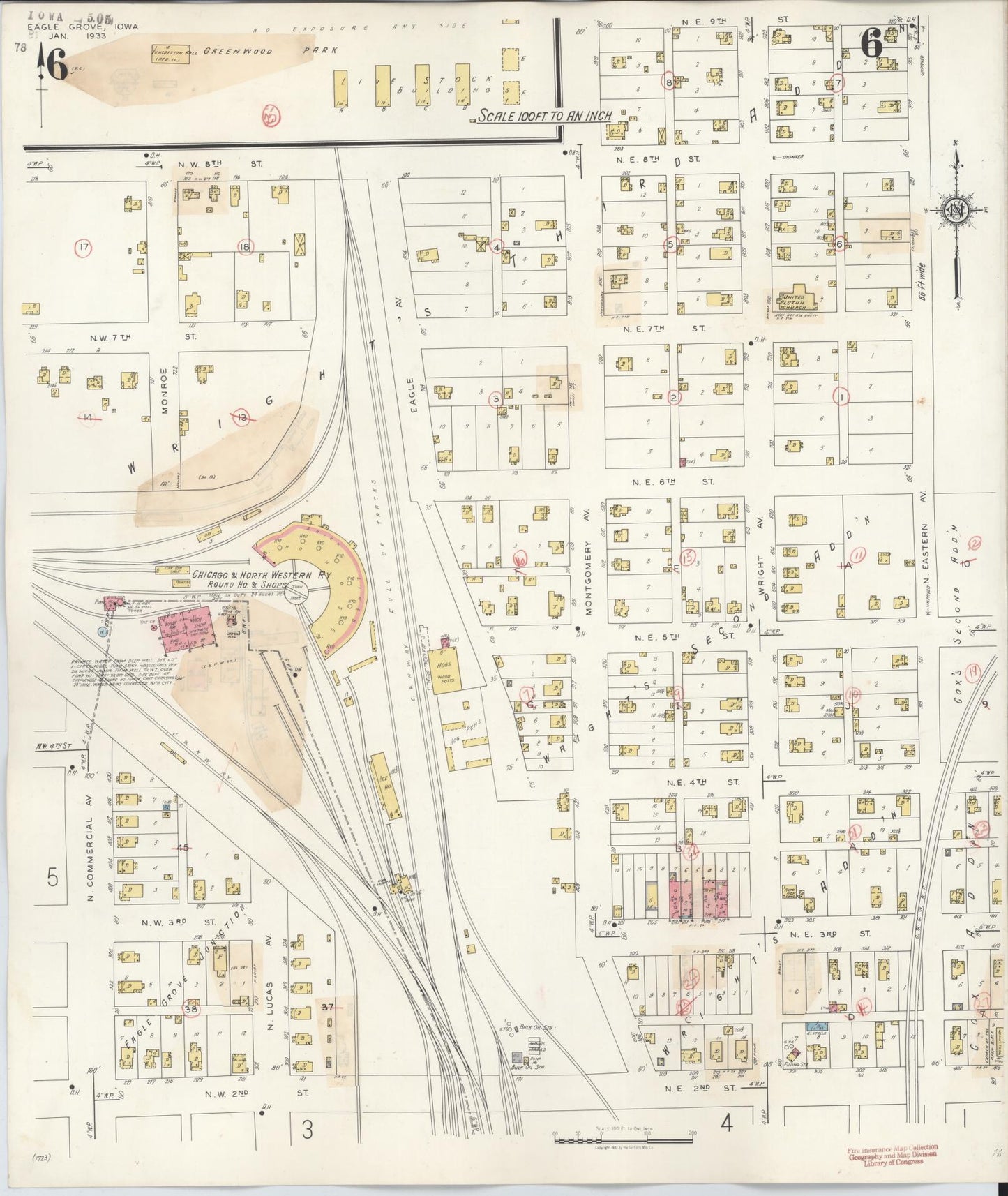 Sanborn Fire Insurance Map from Eagle Grove, Wright County, Iowa (1941), Sheet #0006 - Historic Sanborn Fire Insurance Map Print, vintage old map wall art