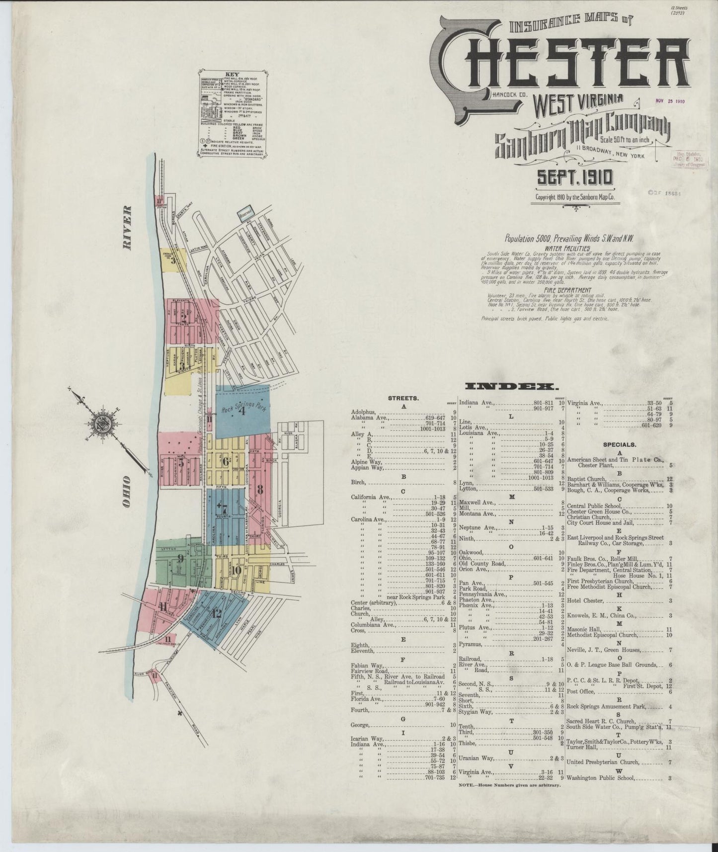 Sanborn Fire Insurance Map from Chester, Hancock County, West Virginia (1910), Sheet #0001 - Historic Sanborn Fire Insurance Map Print, vintage old map wall art, antique decor, genealogy gift, West Virginia West Virginia map