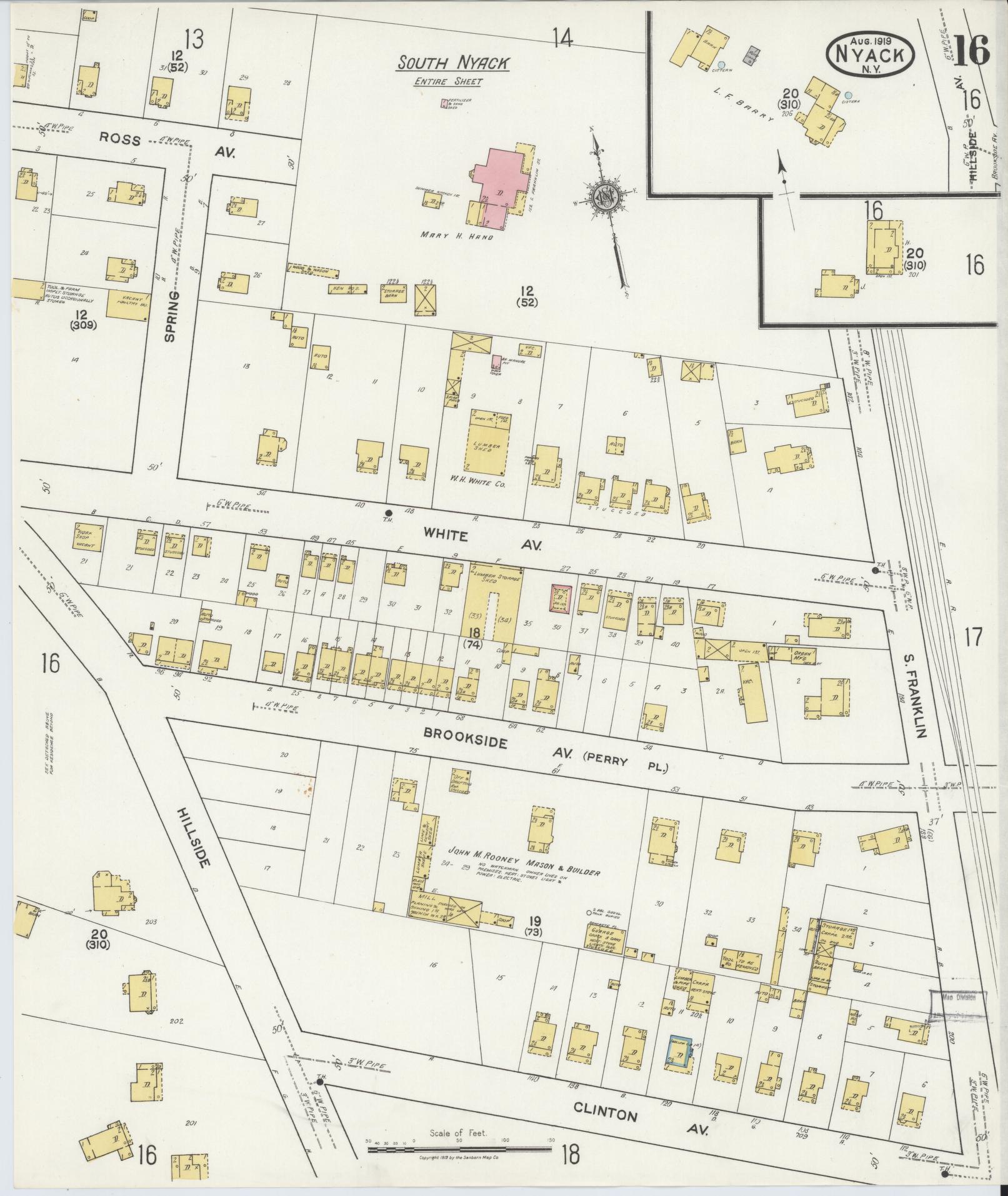 Sanborn Fire Insurance Map from Nyack, Rockland County, New York. (1919), Sheet #0016