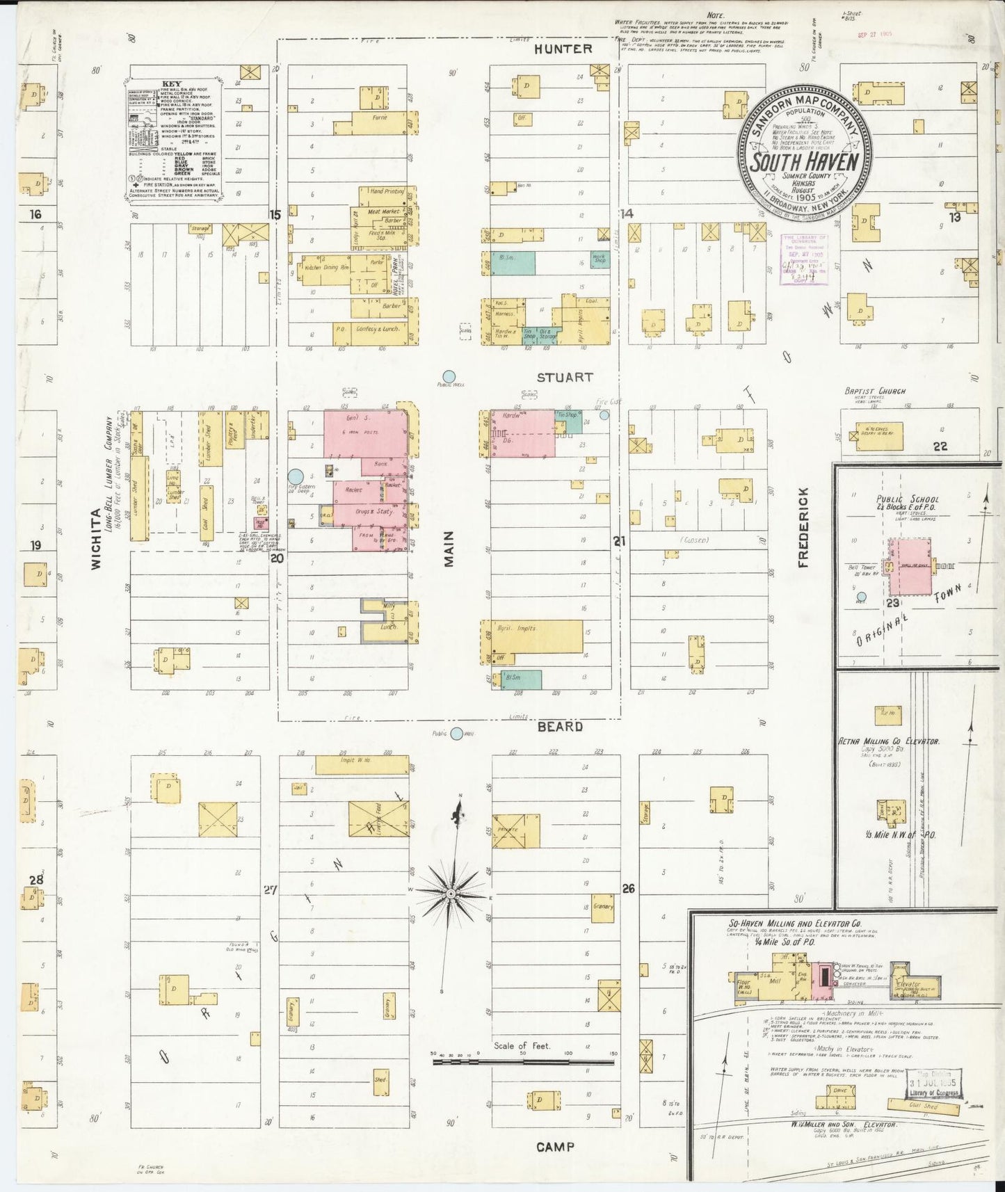 Sanborn Fire Insurance Map from South Haven, Sumner County, Kansas (1905), Sheet #0001 - Historic Sanborn Fire Insurance Map Print, vintage old map wall art, antique decor, genealogy gift, Kansas Kansas map