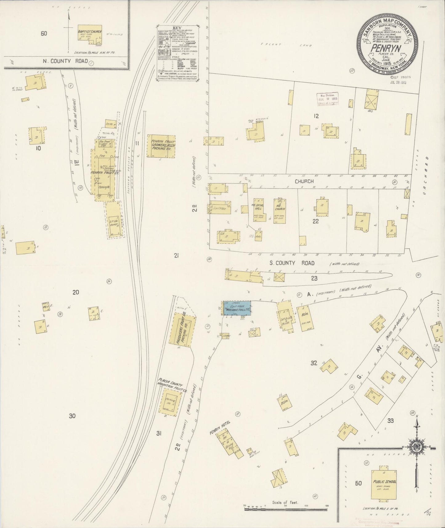 Sanborn Fire Insurance Map from Penryn, Placer County, California. (1915) – Historic Sanborn Fire Insurance Map Print