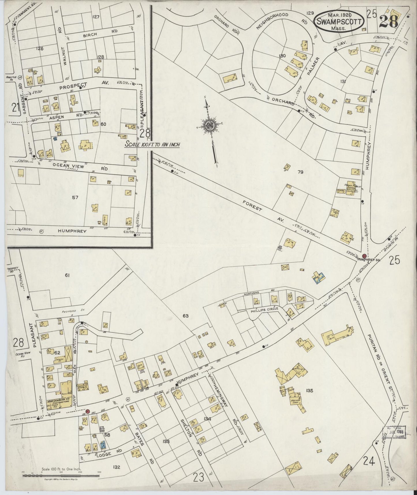 Sanborn Fire Insurance Map from Swampscott, Essex County, Massachusetts (1920), Sheet #0028 - Complete Map Set gallery image, historic Sanborn map, vintage wall art, Massachusetts Massachusetts