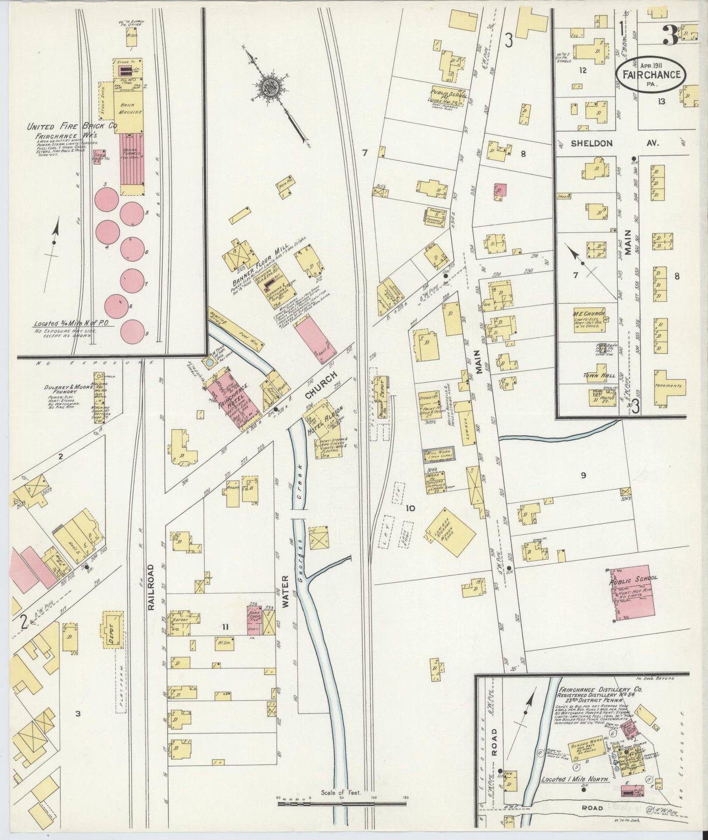 Sanborn Fire Insurance Map from Fairchange, Fayette County, Pennsylvania (1911), Sheet #0003 - Historic Sanborn Fire Insurance Map Print, vintage old map wall art, antique decor, genealogy gift, Pennsylvania Pennsylvania map