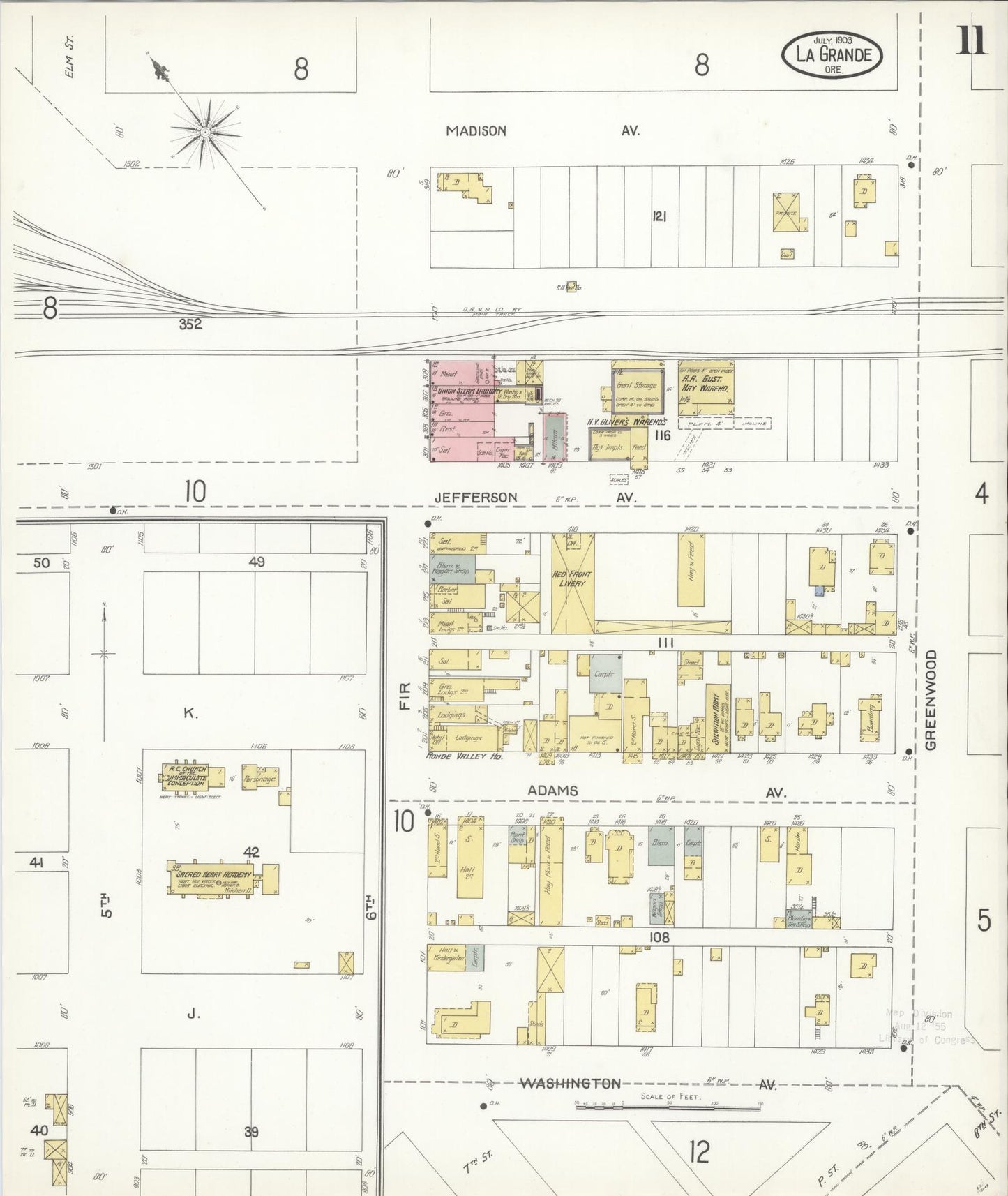 Sanborn Fire Insurance Map from La Grande, Union County, Oregon (1903), Sheet #0011 - Historic Sanborn Fire Insurance Map Print, vintage old map wall art, antique decor, genealogy gift, Oregon Oregon map