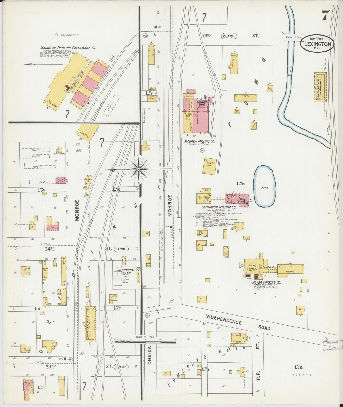 Sanborn Fire Insurance Map from Lexington, Lafayette County, Missouri (1900), Sheet #0007 - Historic Sanborn Fire Insurance Map Print, vintage old map wall art, antique decor, genealogy gift, Missouri Missouri map