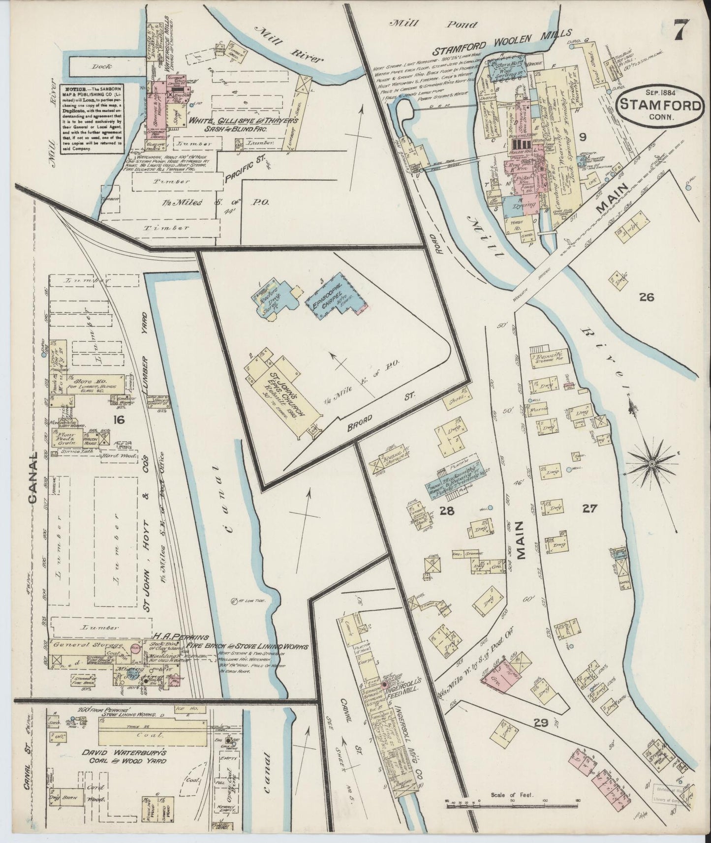 Sanborn Fire Insurance Map from Stamford, Fairfield County, Connecticut (1884), Sheet #0007 - Complete Map Set gallery image, historic Sanborn map, vintage wall art, Connecticut Connecticut
