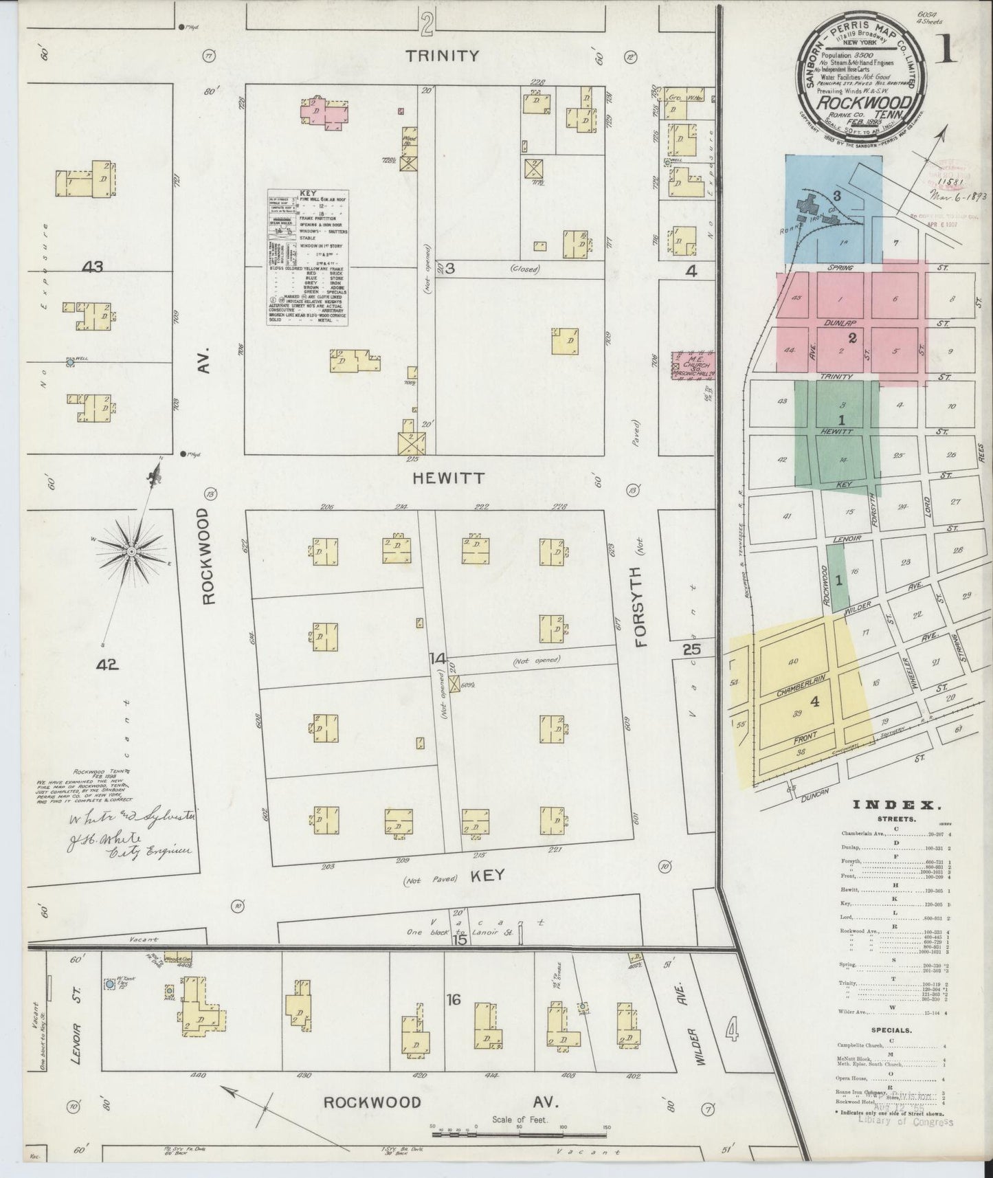 Sanborn Fire Insurance Map from Rockwood, Roane County, Tennessee. (1893) – Historic Sanborn Fire Insurance Map Print