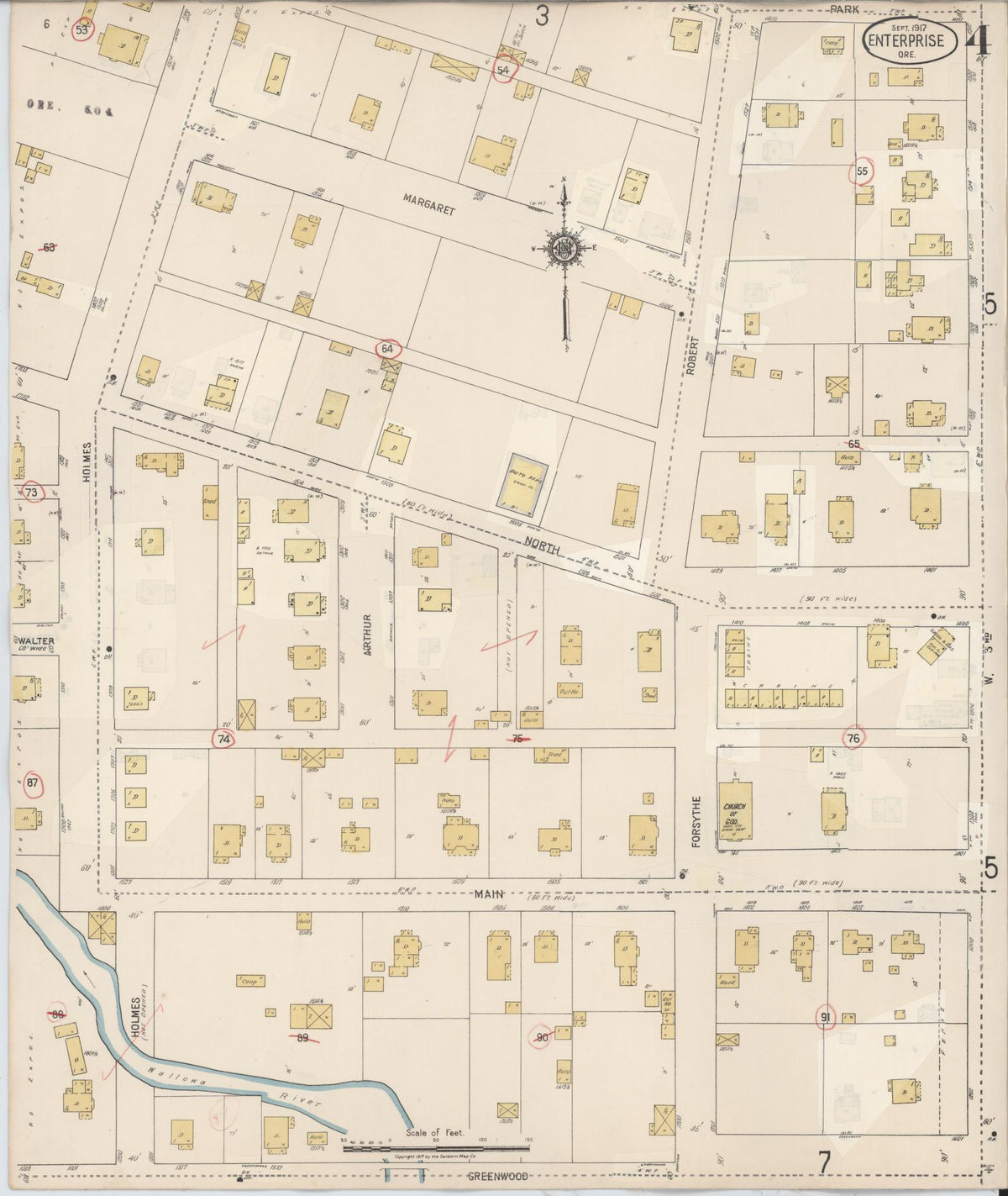 Sanborn Fire Insurance Map from Enterprise, Wallowa County, Oregon (1941), Sheet #0004 - Historic Sanborn Fire Insurance Map Print, vintage old map wall art, antique decor, genealogy gift, Oregon Oregon map