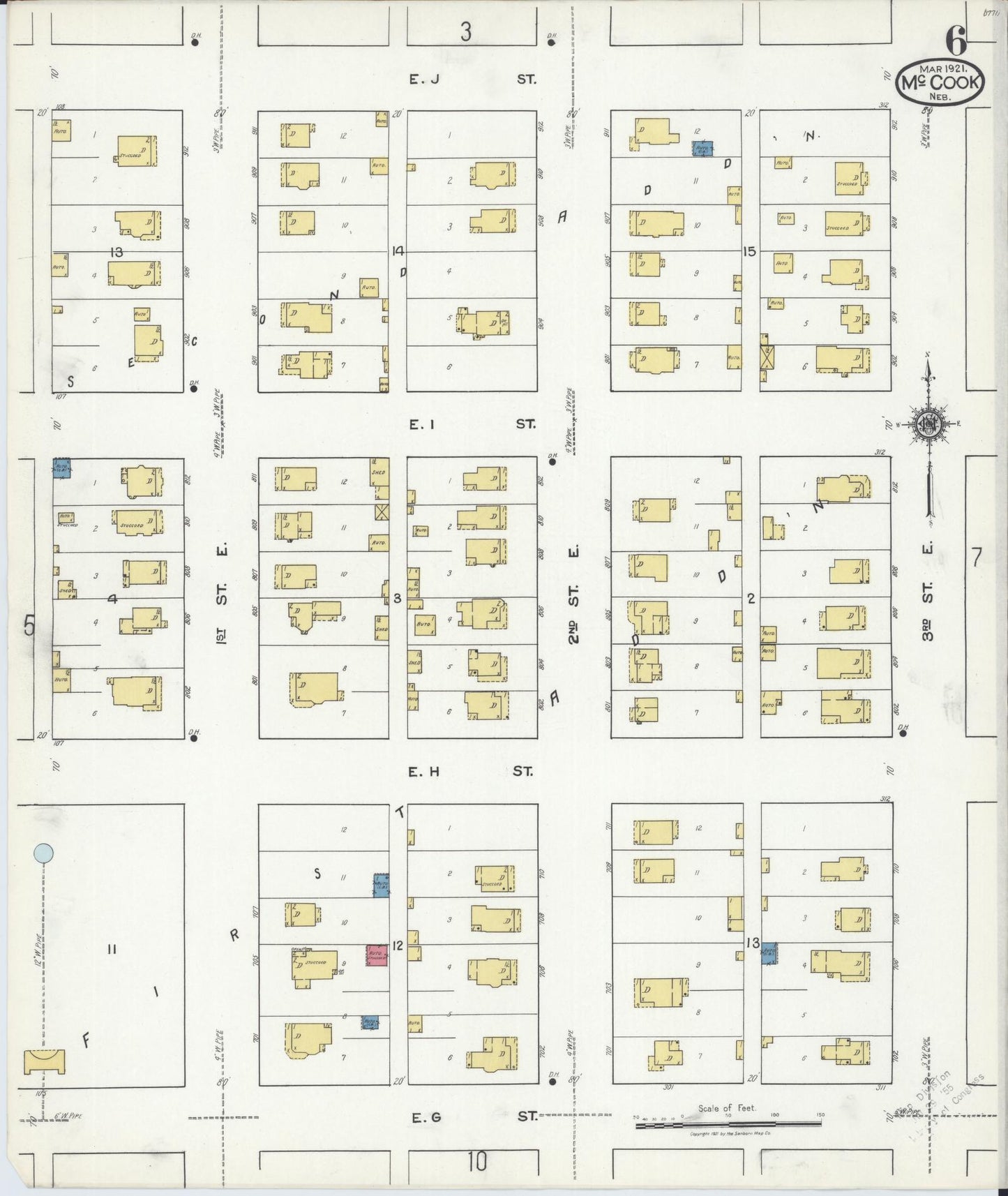 Sanborn Fire Insurance Map from Mccook, Red Willow County, Nebraska (1921), Sheet #0006 - Historic Sanborn Fire Insurance Map Print, vintage old map wall art, antique decor, genealogy gift, Nebraska Nebraska map