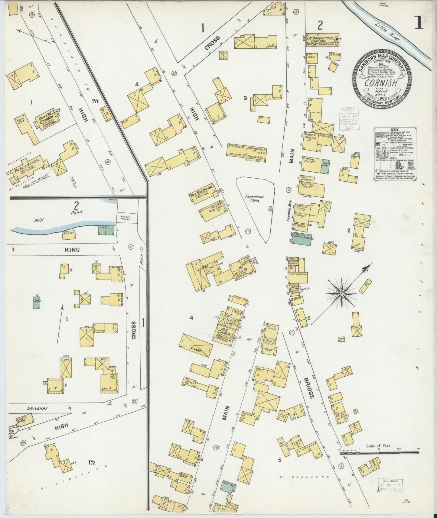 Sanborn Fire Insurance Map from Cornish, York County, Maine. (1903) – Historic Sanborn Fire Insurance Map Print