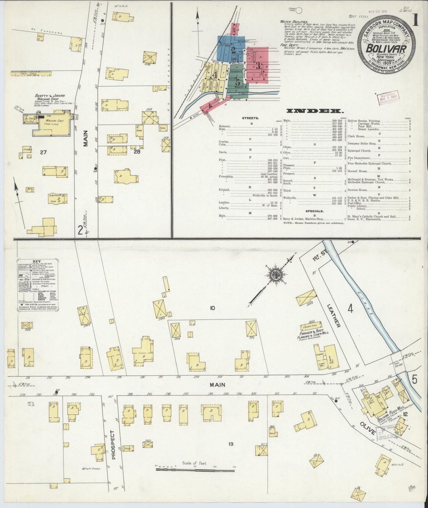 Sanborn Fire Insurance Map from Bolivar, Allegany County, New York. (1909) – Historic Sanborn Fire Insurance Map Print