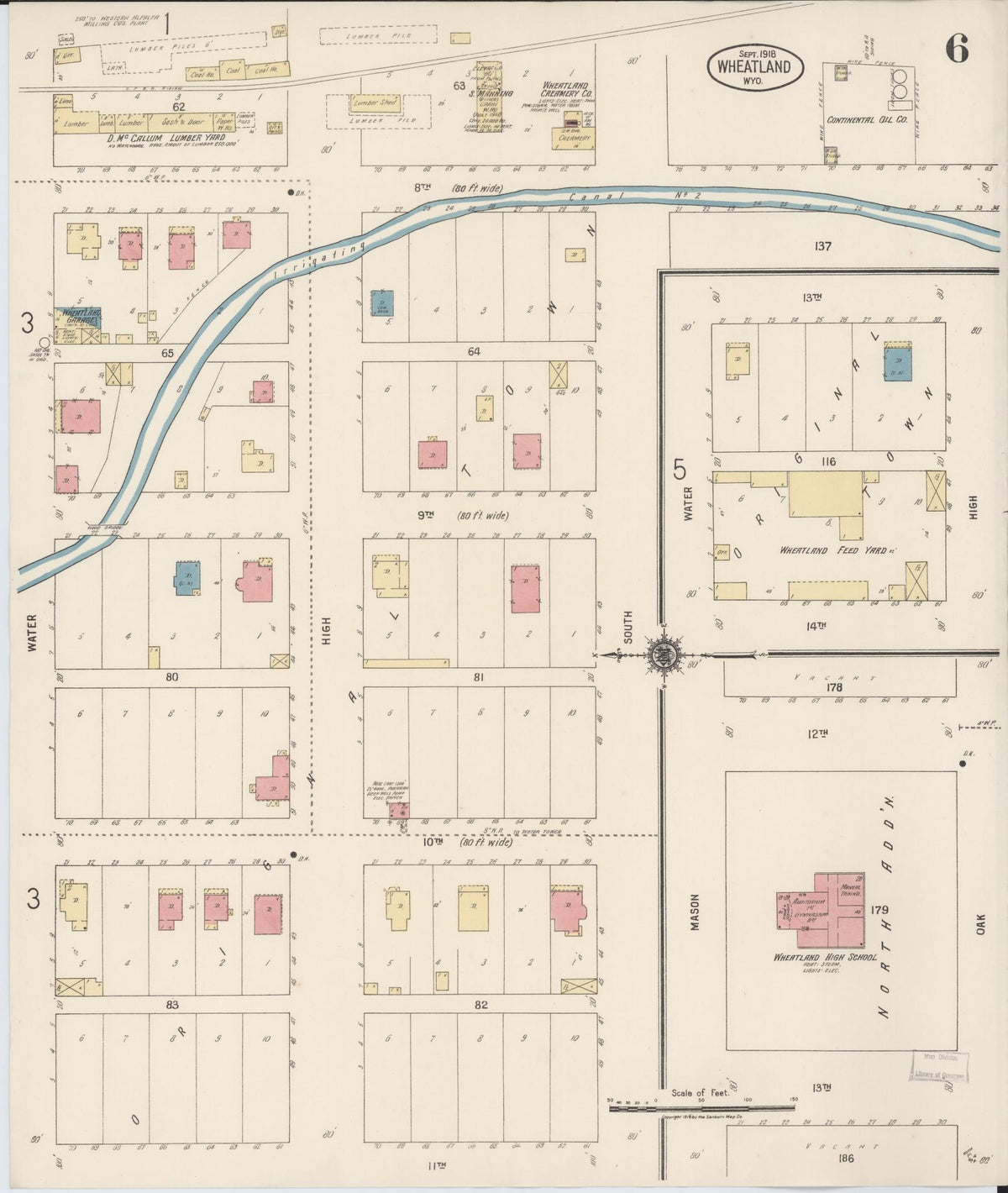 Sanborn Fire Insurance Map from Wheatland, Platte County, Wyoming (1918), Sheet #0006 - Historic Sanborn Fire Insurance Map Print, vintage old map wall art, antique decor, genealogy gift, Wyoming Wyoming map
