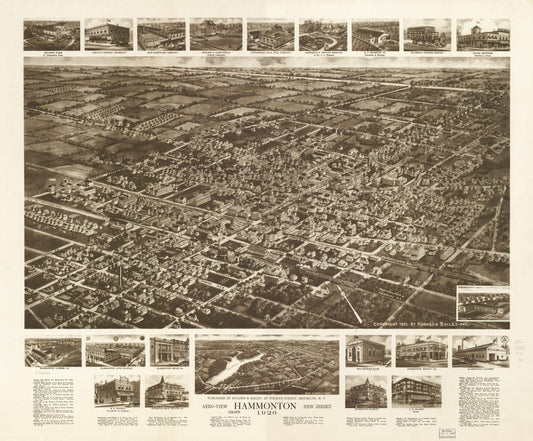 Aero view of Hammonton, New Jersey 1926. (1926) – Historic Bird’s-Eye View Panorama Print