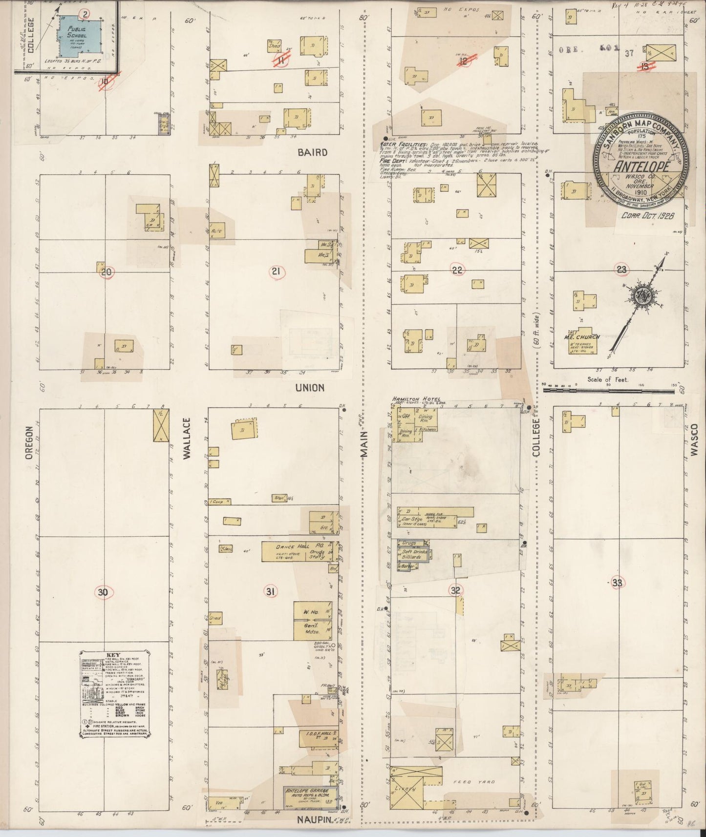 Sanborn Fire Insurance Map from Antelope, Wasco County, Oregon (1928), Sheet #0001 - Historic Sanborn Fire Insurance Map Print, vintage old map wall art, antique decor, genealogy gift, Oregon Oregon map