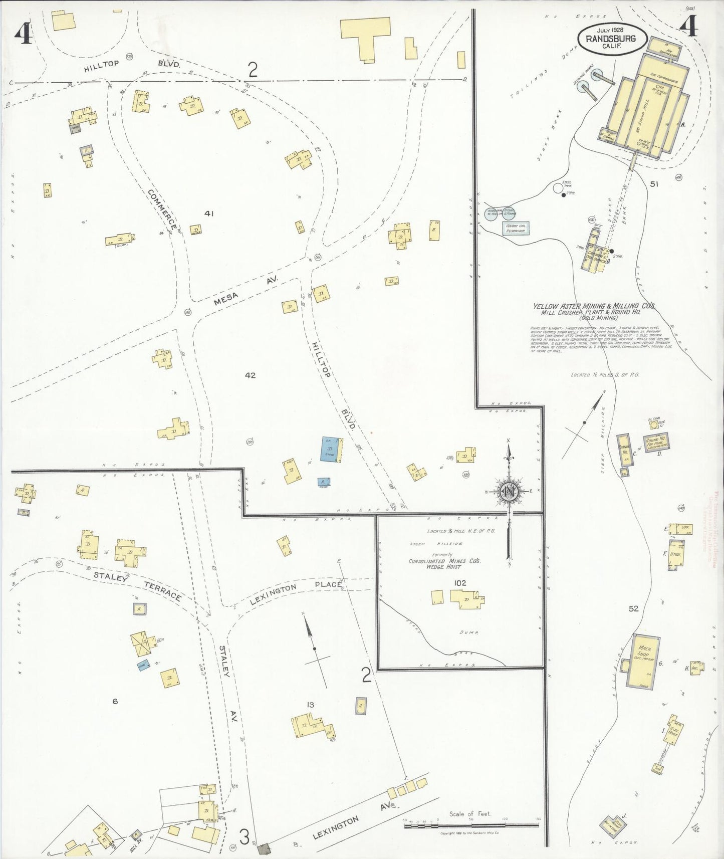Sanborn Fire Insurance Map from Randsburg, Kern County, California (1928), Sheet #0004 - Complete Map Set gallery image, historic Sanborn map, vintage wall art, California California