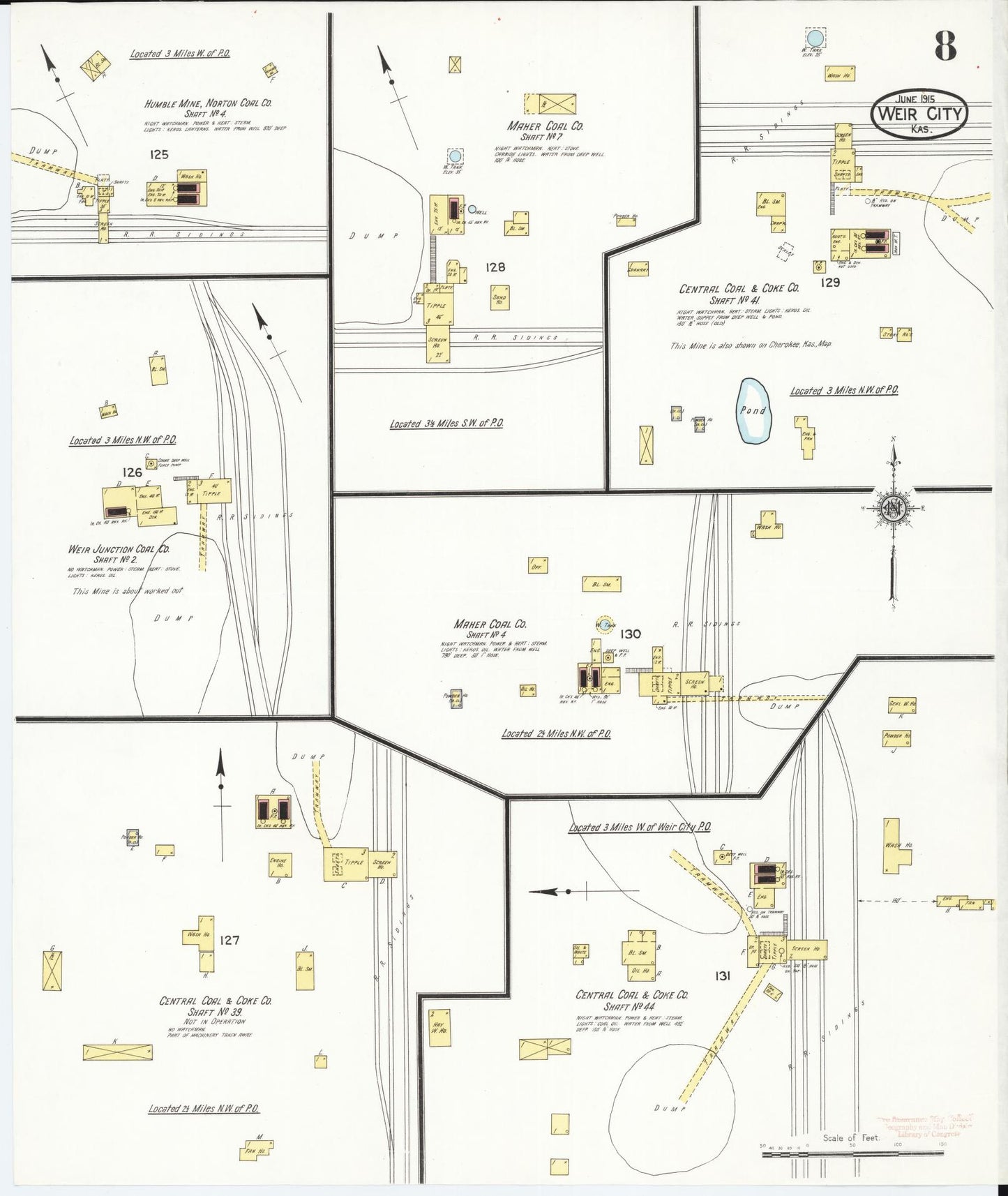 Sanborn Fire Insurance Map from Weir, Cherokee County, Kansas (1915), Sheet #0008 - Complete Map Set gallery image, historic Sanborn map, vintage wall art, Kansas Kansas