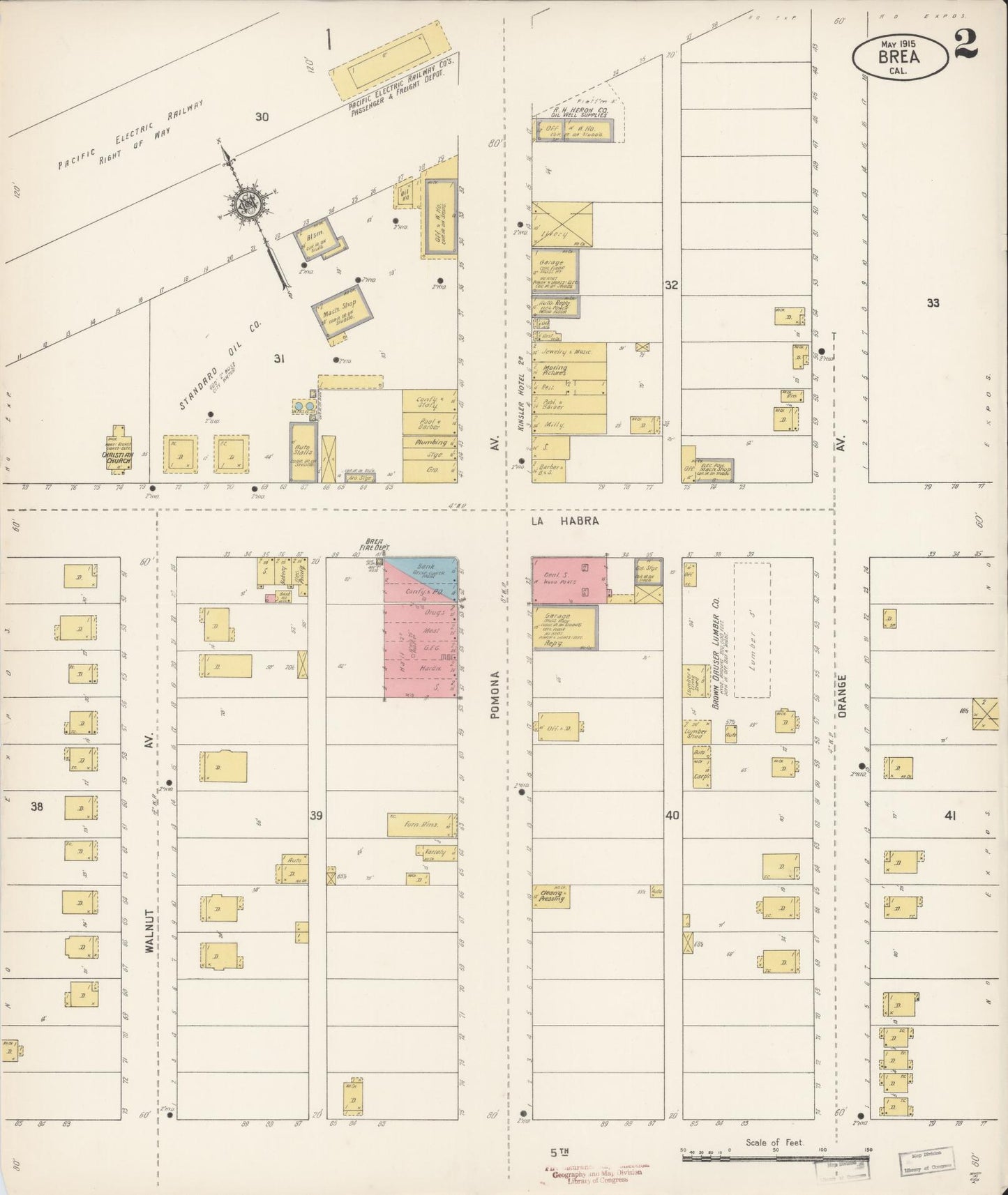 Sanborn Fire Insurance Map from Brea, Orange County, California (1915), Sheet #0002 - Complete Map Set gallery image, historic Sanborn map, vintage wall art, California California