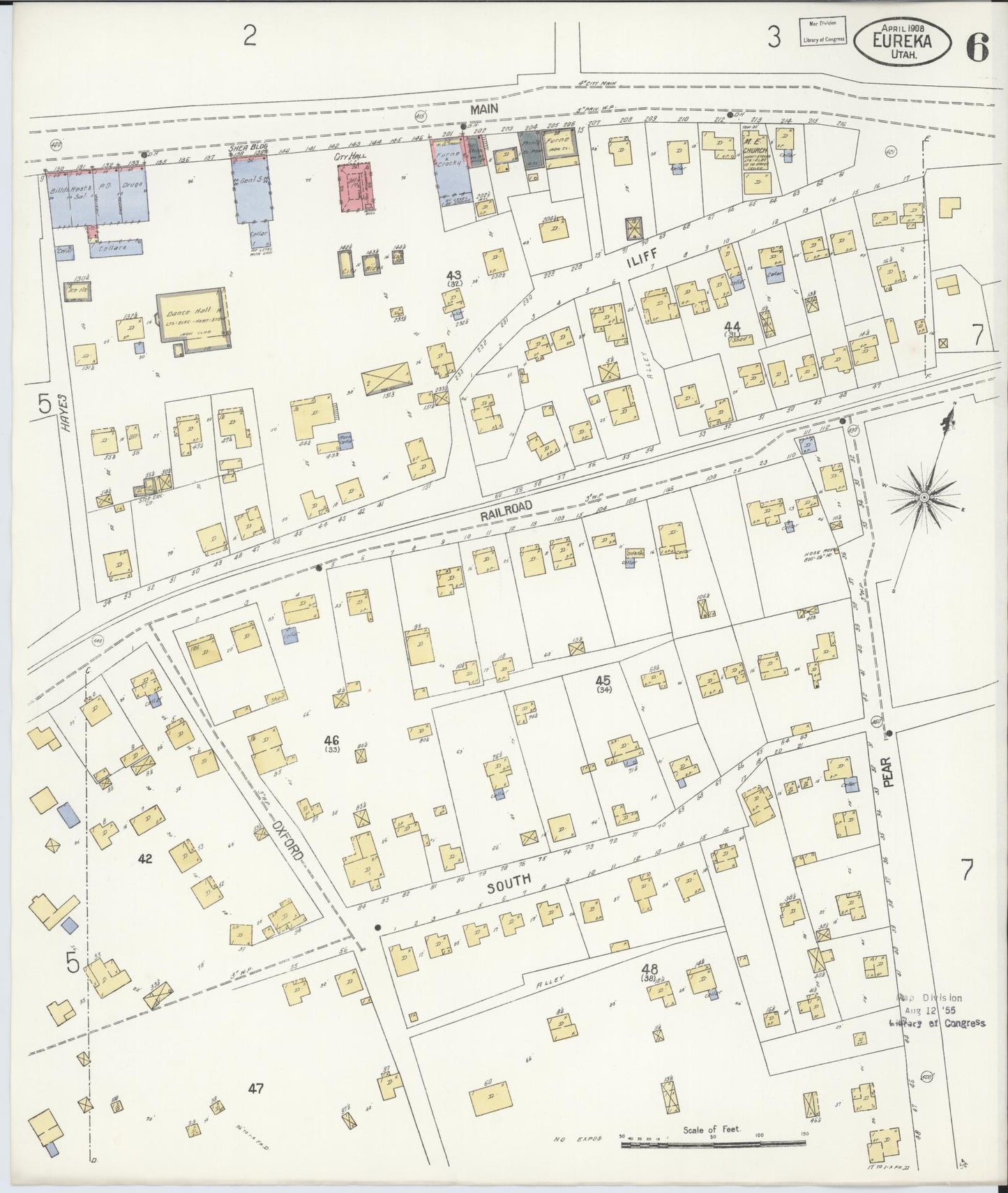 Sanborn Fire Insurance Map from Eureka, Juab County, Utah (1908), Sheet #0006 - Historic Sanborn Fire Insurance Map Print, vintage old map wall art, antique decor, genealogy gift, Utah Utah map