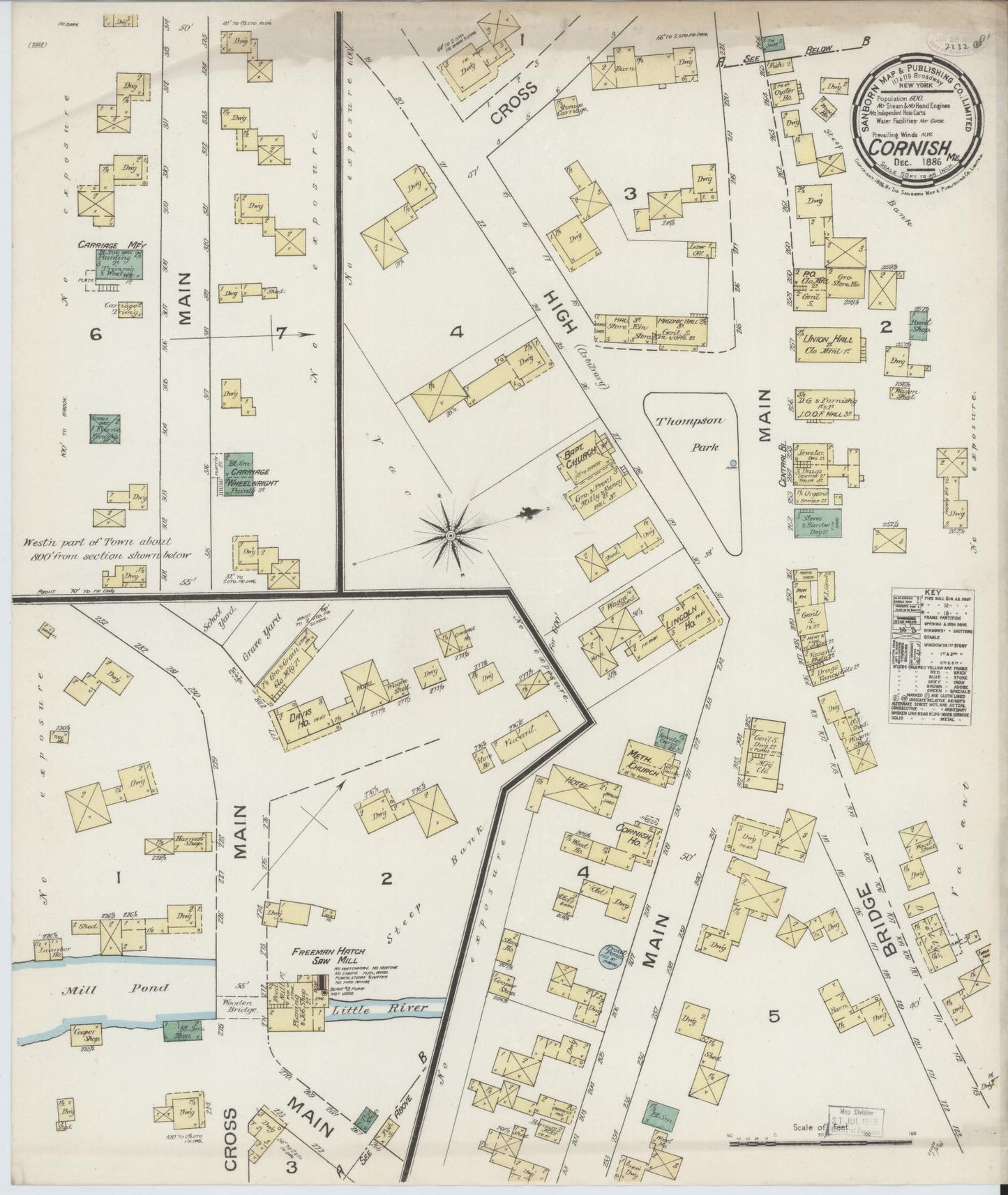 Sanborn Fire Insurance Map from Cornish, York County, Maine. (1886) – Historic Sanborn Fire Insurance Map Print