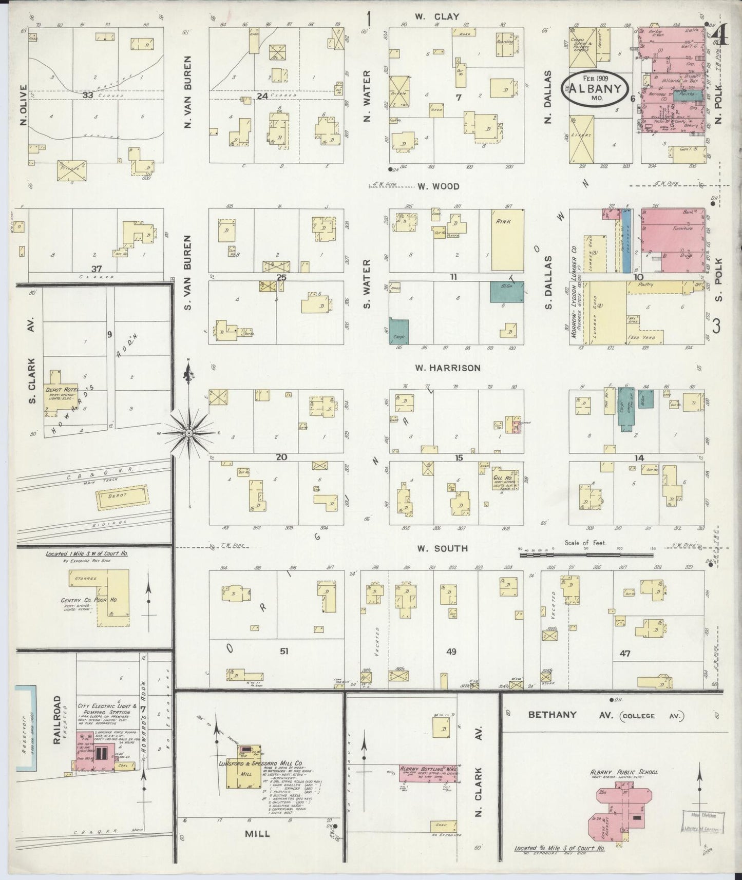 Sanborn Fire Insurance Map from Albany, Gentry County, Missouri (1909), Sheet #0004 - Complete Map Set gallery image, historic Sanborn map, vintage wall art, Missouri Missouri