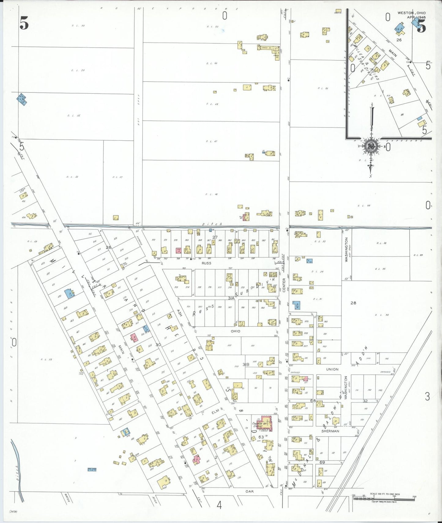 Sanborn Fire Insurance Map from Weston, Wood County, Ohio (1948), Sheet #0005 - Complete Map Set gallery image, historic Sanborn map, vintage wall art, Ohio Ohio