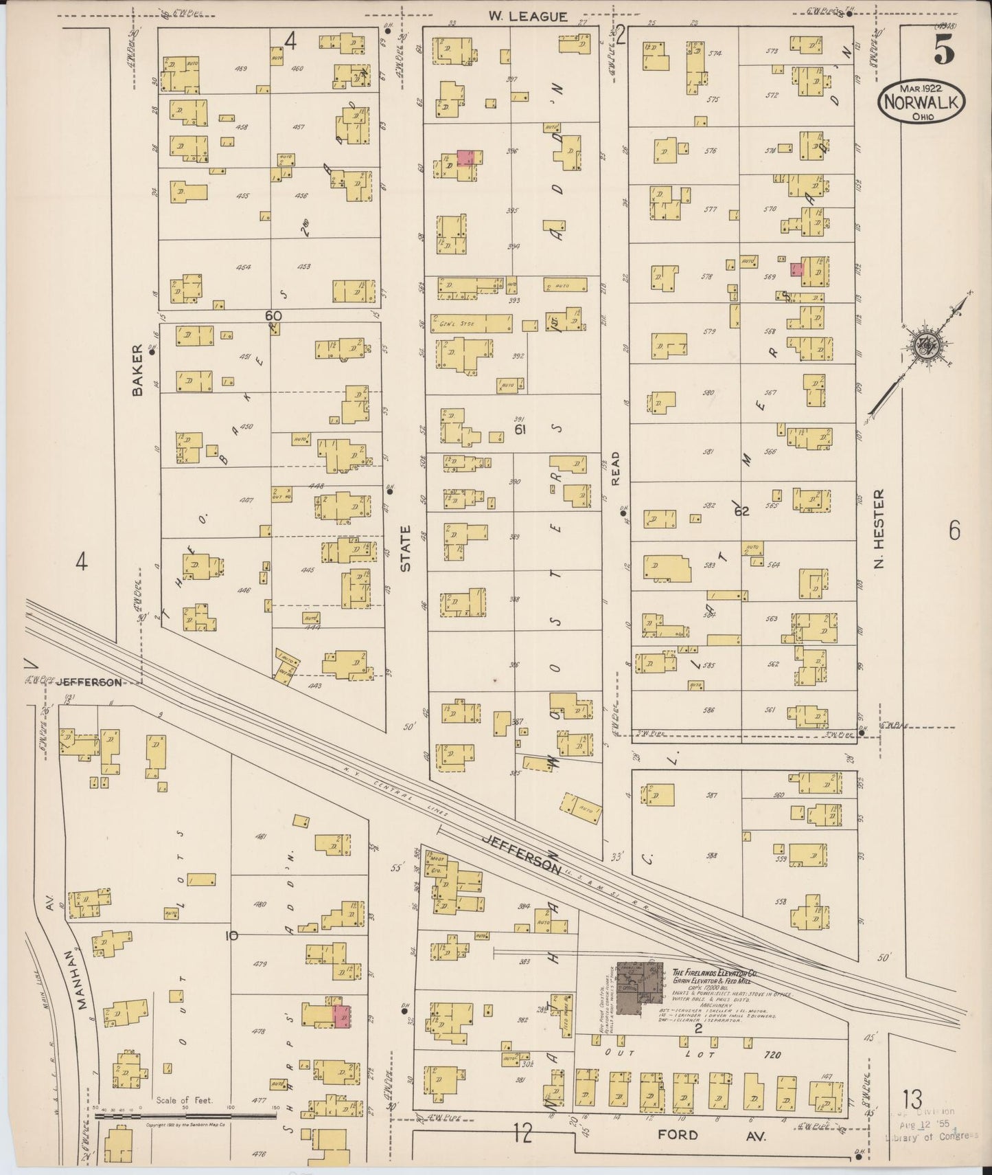 Sanborn Fire Insurance Map from Norwalk, Huron County, Ohio (1922), Sheet #0005 - Historic Sanborn Fire Insurance Map Print, vintage old map wall art, antique decor, genealogy gift, Ohio Ohio map