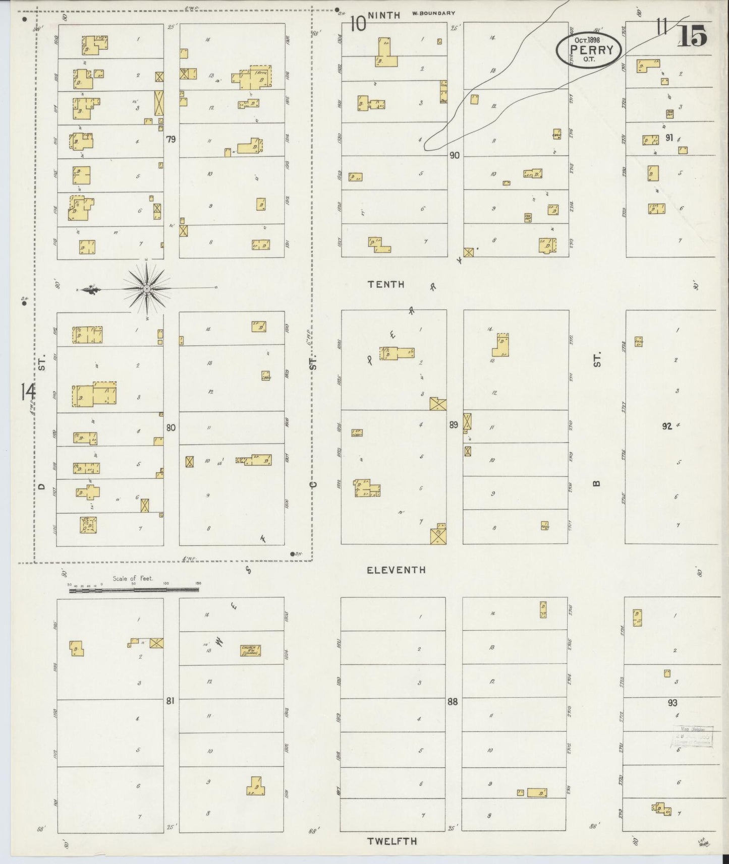 Sanborn Fire Insurance Map from Perry, Noble County, Oklahoma (1898), Sheet #0015 - Complete Map Set gallery image, historic Sanborn map, vintage wall art, Oklahoma Oklahoma