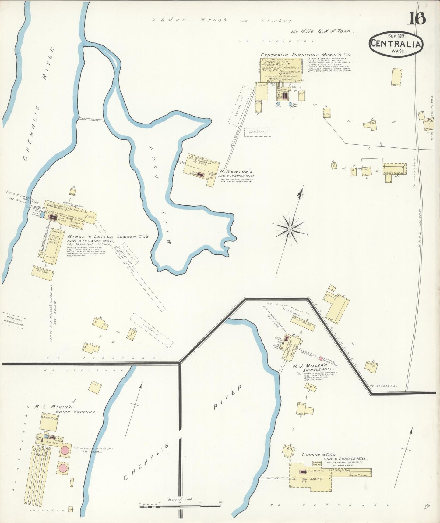 Sanborn Fire Insurance Map from Centralia, Lewis County, Washington (1891), Sheet #0016 - Complete Map Set gallery image, historic Sanborn map, vintage wall art, Washington Washington