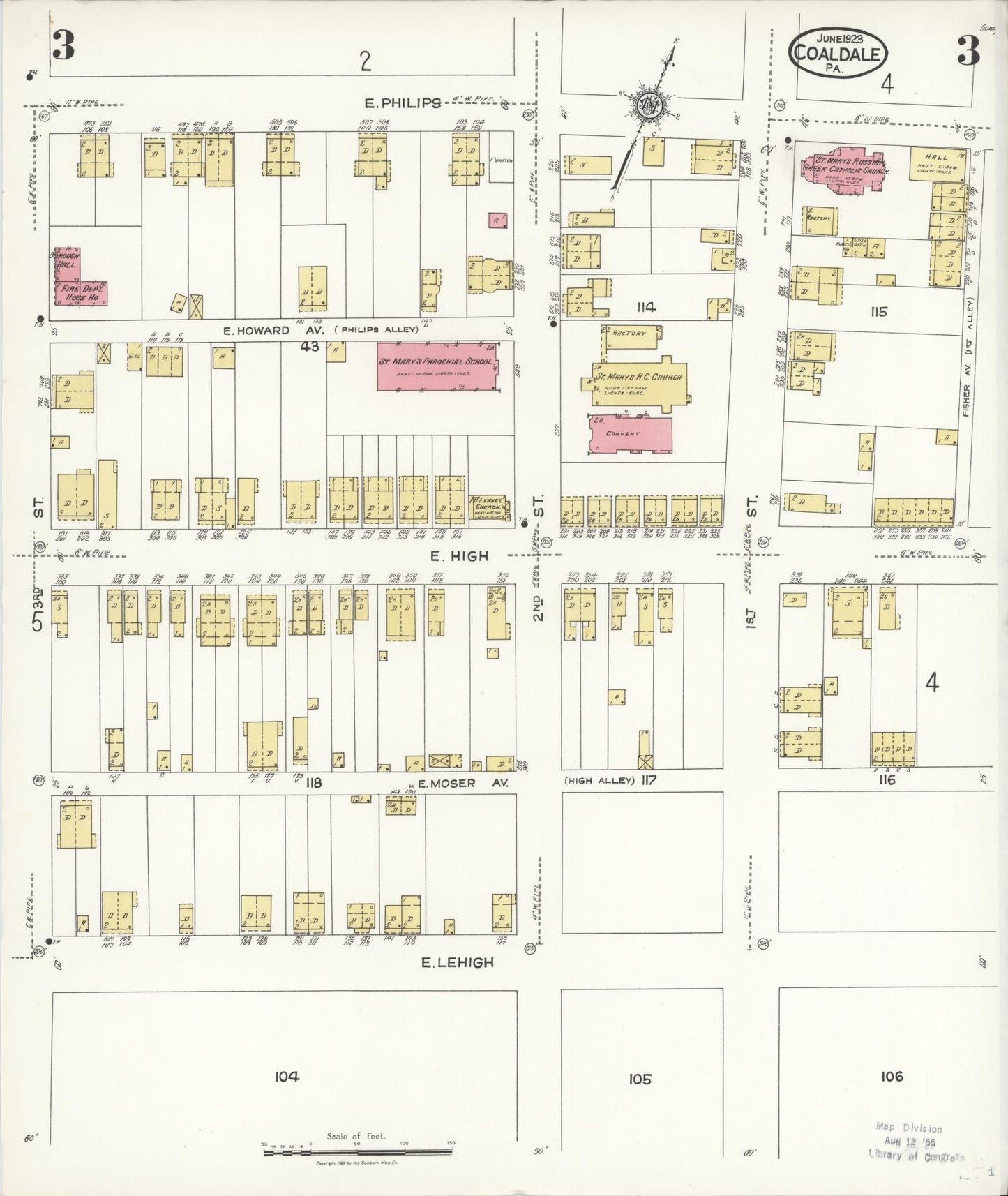 Sanborn Fire Insurance Map from Coaldale, Schuylkill County, Pennsylvania (1923), Sheet #0003 - Historic Sanborn Fire Insurance Map Print, vintage old map wall art, antique decor, genealogy gift, Pennsylvania Pennsylvania map