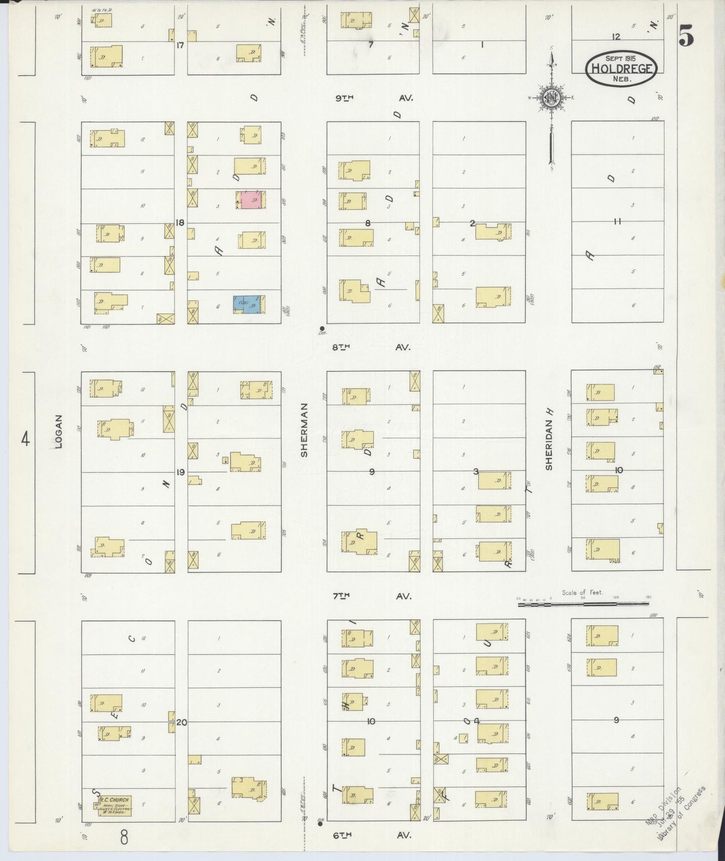 Sanborn Fire Insurance Map from Holdrege, Phelps County, Nebraska (1915), Sheet #0005 - Historic Sanborn Fire Insurance Map Print, vintage old map wall art, antique decor, genealogy gift, Nebraska Nebraska map