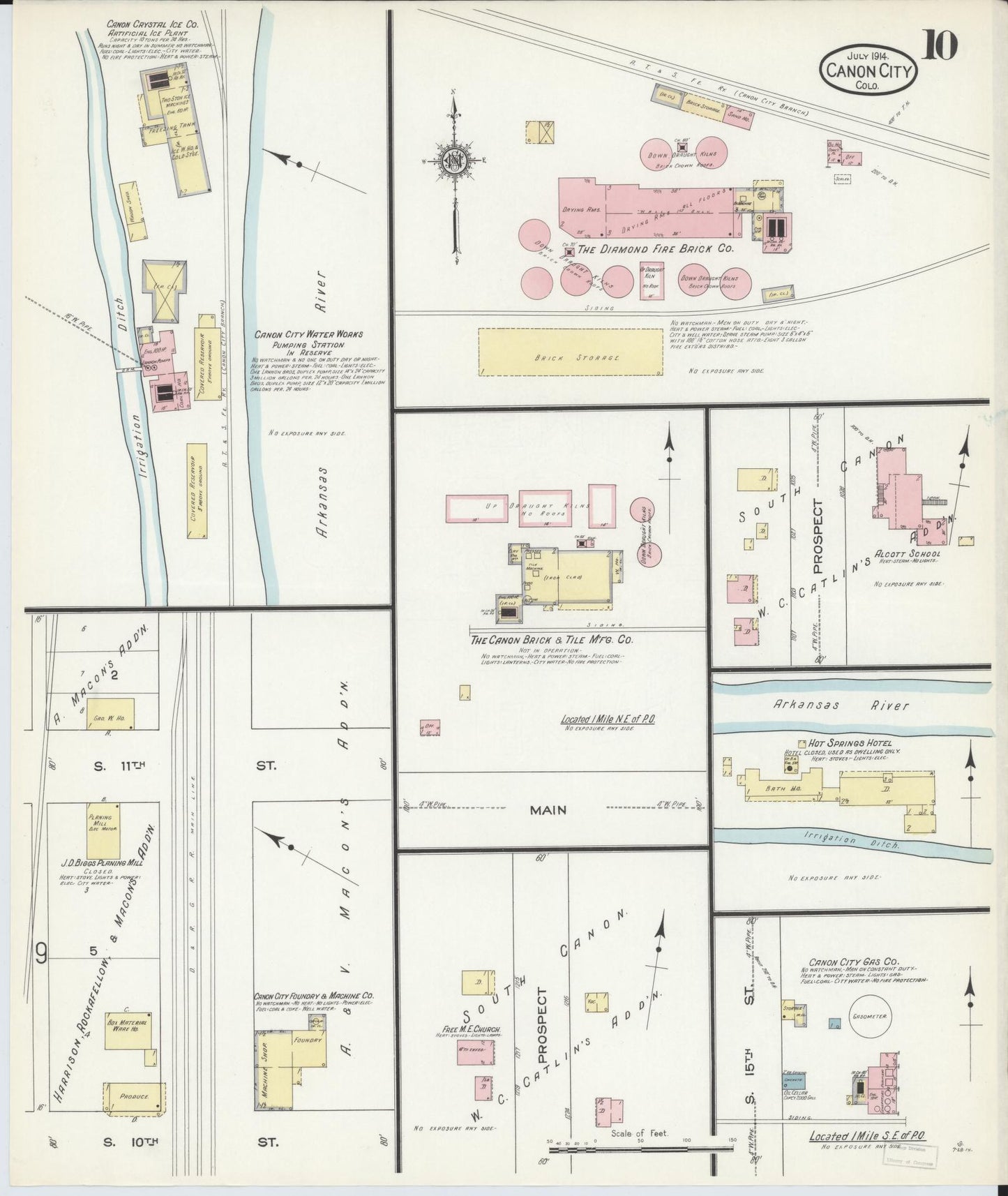 Sanborn Fire Insurance Map from Canon City, Fremont County, Colorado (1914), Sheet #0010 - Historic Sanborn Fire Insurance Map Print, vintage old map wall art, antique decor, genealogy gift, Colorado Colorado map