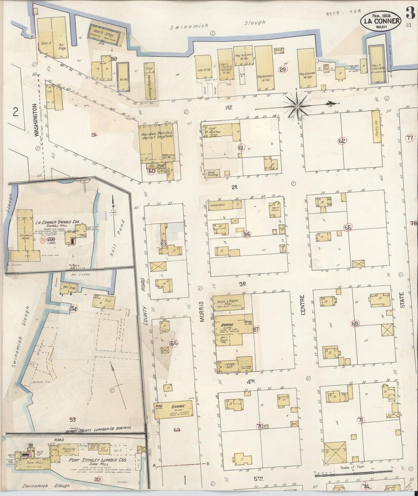 Sanborn Fire Insurance Map from La Conner, Skagit County, Washington (1929), Sheet #0003 - Complete Map Set gallery image, historic Sanborn map, vintage wall art, Washington Washington