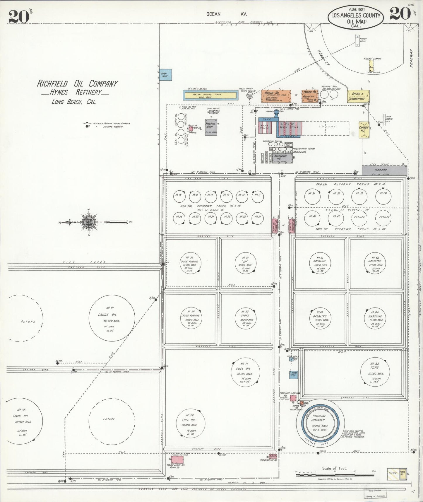 Sanborn Fire Insurance Map from Los Angeles Co., Los Angeles County, California (1924), Sheet #0020 - Historic Sanborn Fire Insurance Map Print, vintage old map wall art, antique decor, genealogy gift, California California map