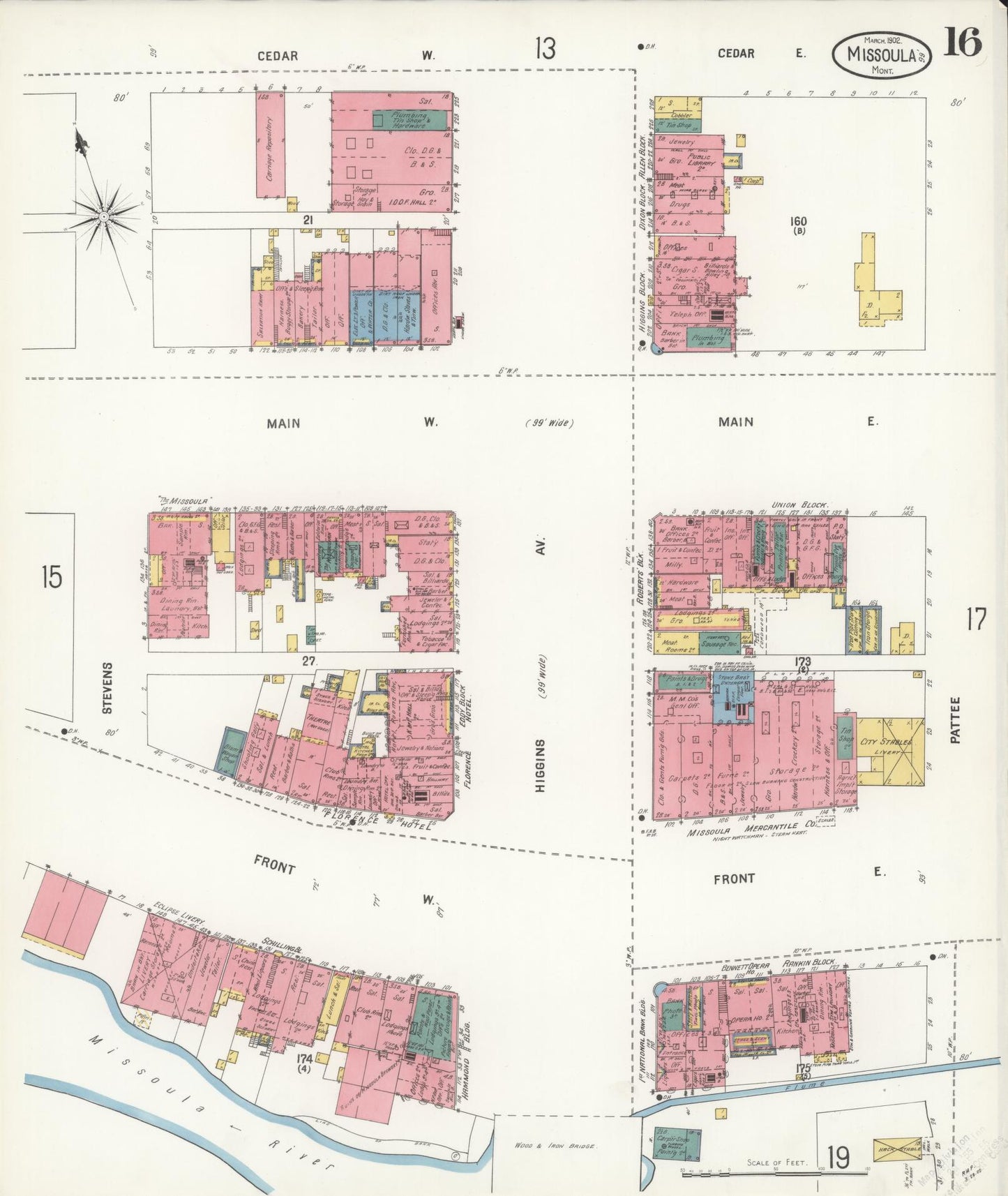Sanborn Fire Insurance Map from Missoula, Missoula County, Montana (1902), Sheet #0016 - Historic Sanborn Fire Insurance Map Print, vintage old map wall art, antique decor, genealogy gift, Montana Montana map