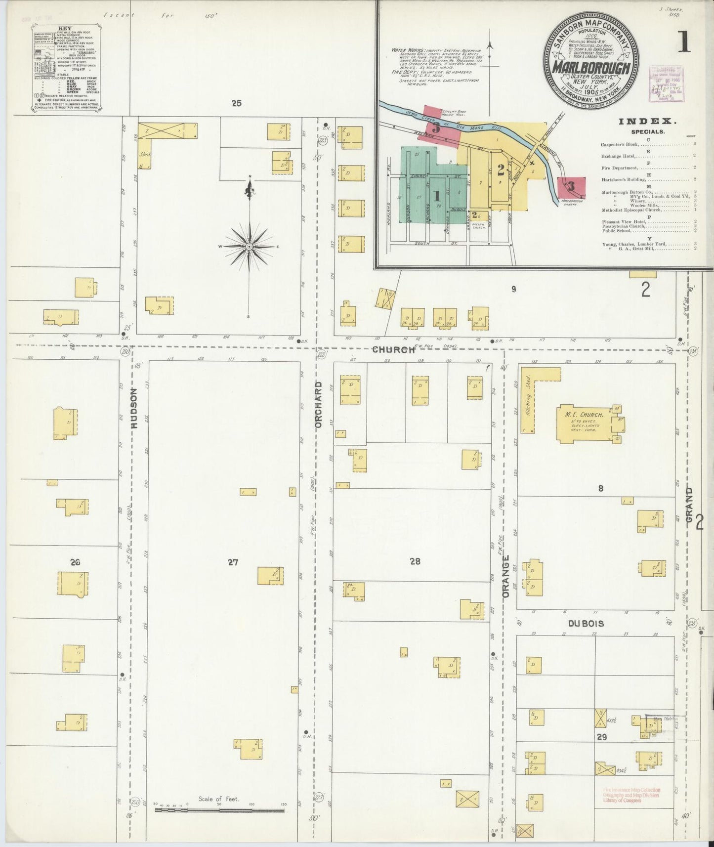 Sanborn Fire Insurance Map from Marlborough, Ulster County, New York. (1905) – Historic Sanborn Fire Insurance Map Print