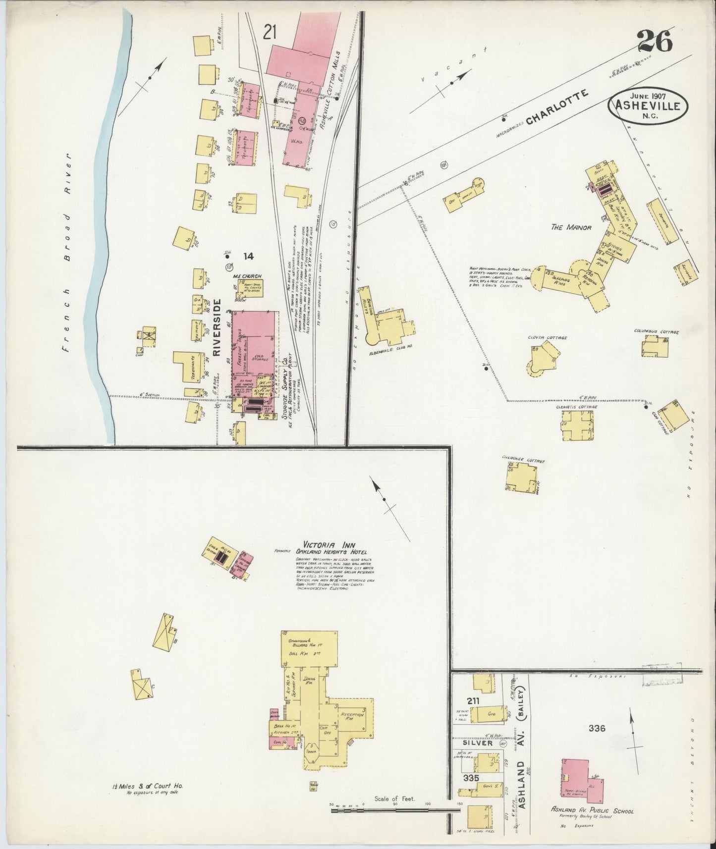 Sanborn Fire Insurance Map from Asheville, Buncombe County, North Carolina (1907), Sheet #0026 - Complete Map Set gallery image, historic Sanborn map, vintage wall art, North Carolina North Carolina