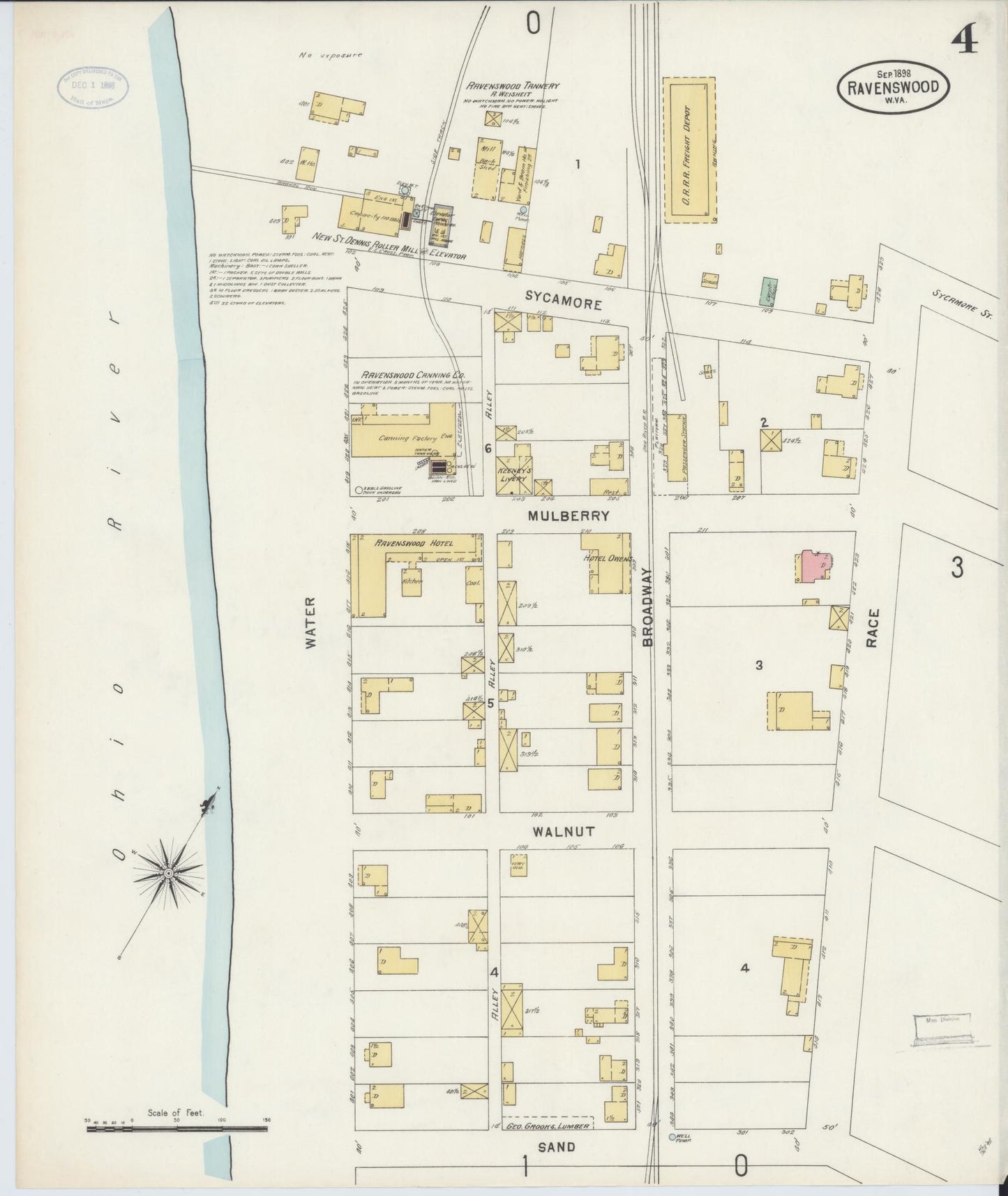 Sanborn Fire Insurance Map from Ravenswood, Jackson County, West Virginia (1898), Sheet #0004 - Complete Map Set gallery image, historic Sanborn map, vintage wall art, West Virginia West Virginia