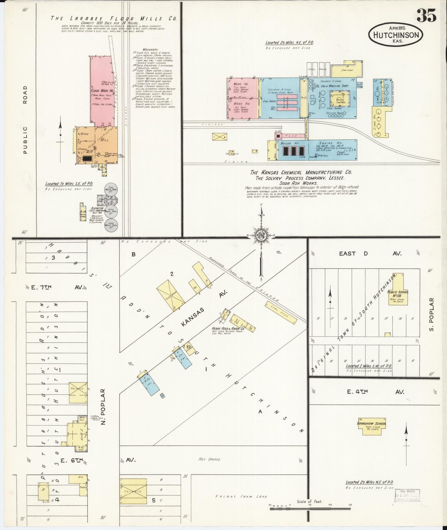 Sanborn Fire Insurance Map from Hutchinson, Reno County, Kansas (1915), Sheet #0036 - Historic Sanborn Fire Insurance Map Print, vintage old map wall art, antique decor, genealogy gift, Kansas Kansas map