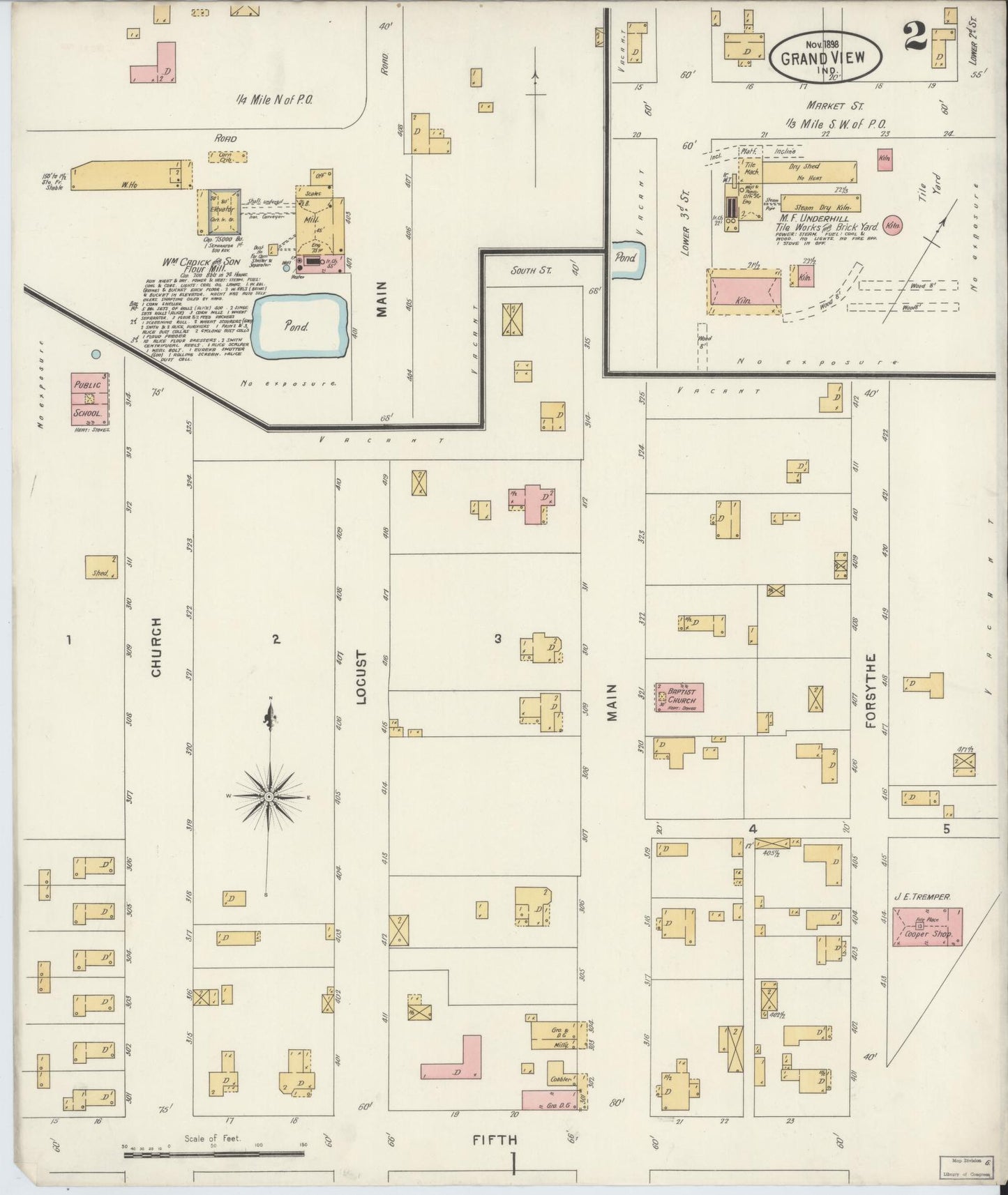 Sanborn Fire Insurance Map from Grand View, Spencer County, Indiana (1898), Sheet #0002 - Complete Map Set gallery image, historic Sanborn map, vintage wall art, Indiana Indiana