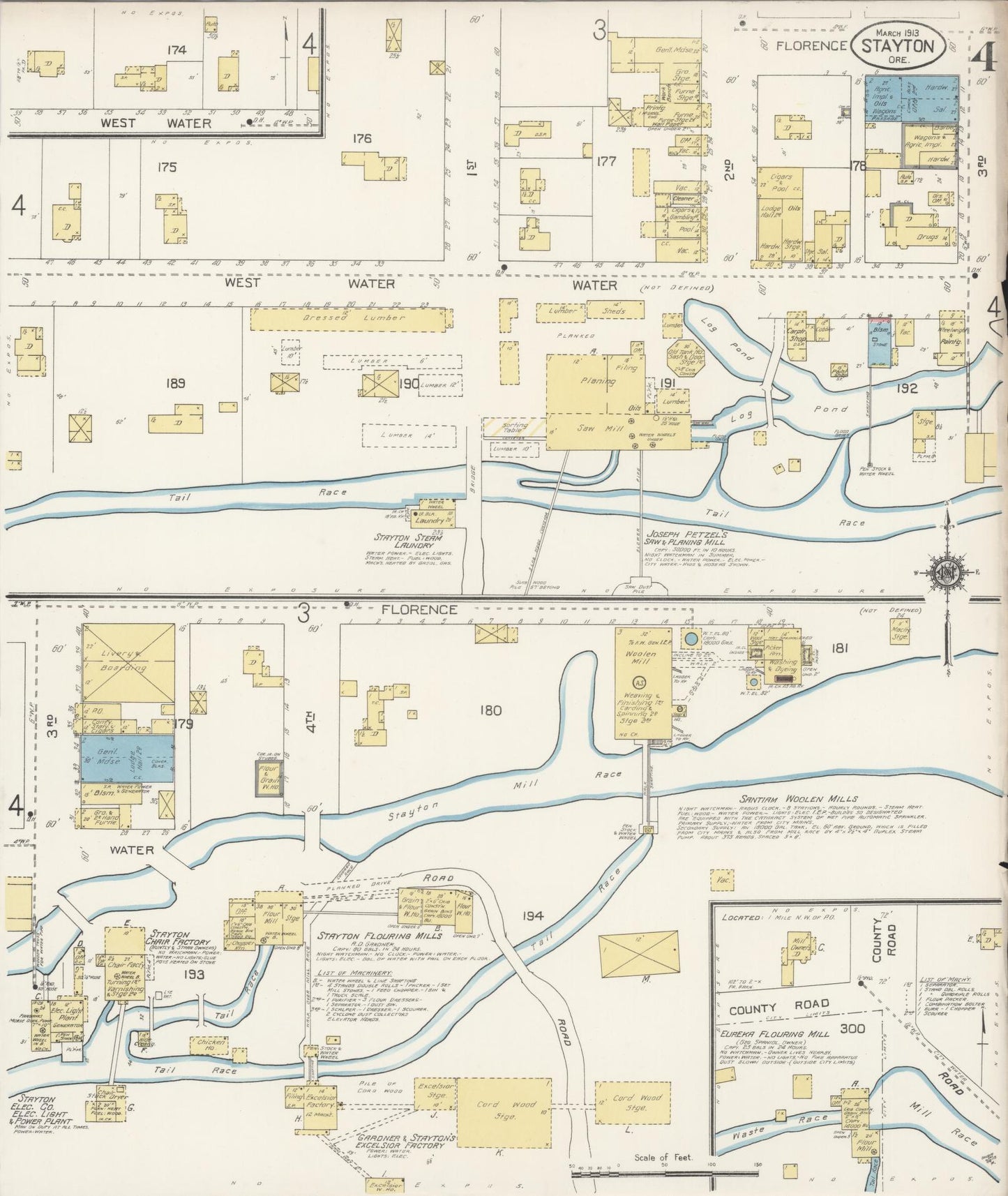 Sanborn Fire Insurance Map from Stayton, Marion County, Oregon (1913), Sheet #0004 - Complete Map Set gallery image, historic Sanborn map, vintage wall art, Oregon Oregon