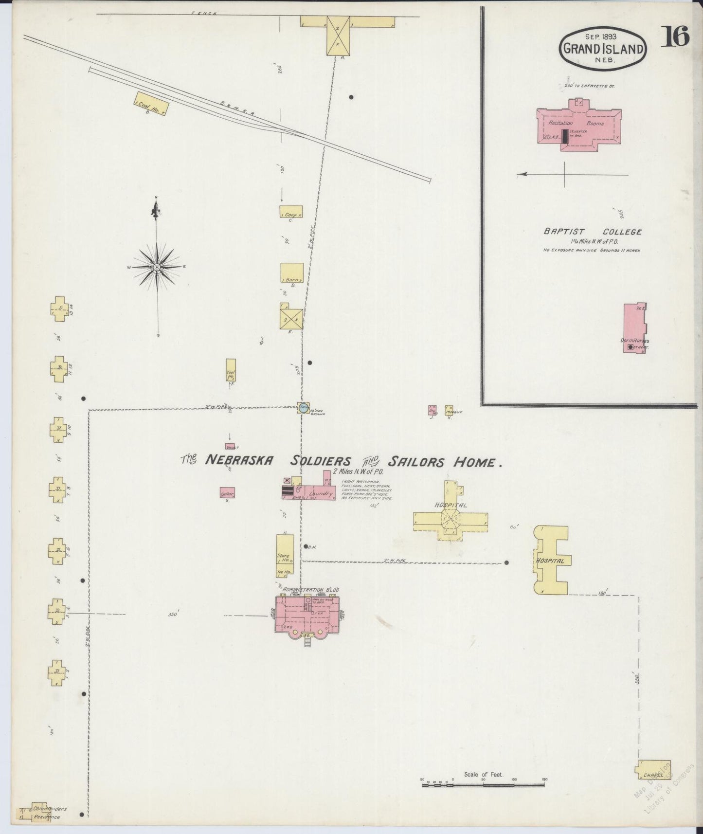 Sanborn Fire Insurance Map from Grand Island, Hall County, Nebraska (1893), Sheet #0016 - Complete Map Set gallery image, historic Sanborn map, vintage wall art, Nebraska Nebraska