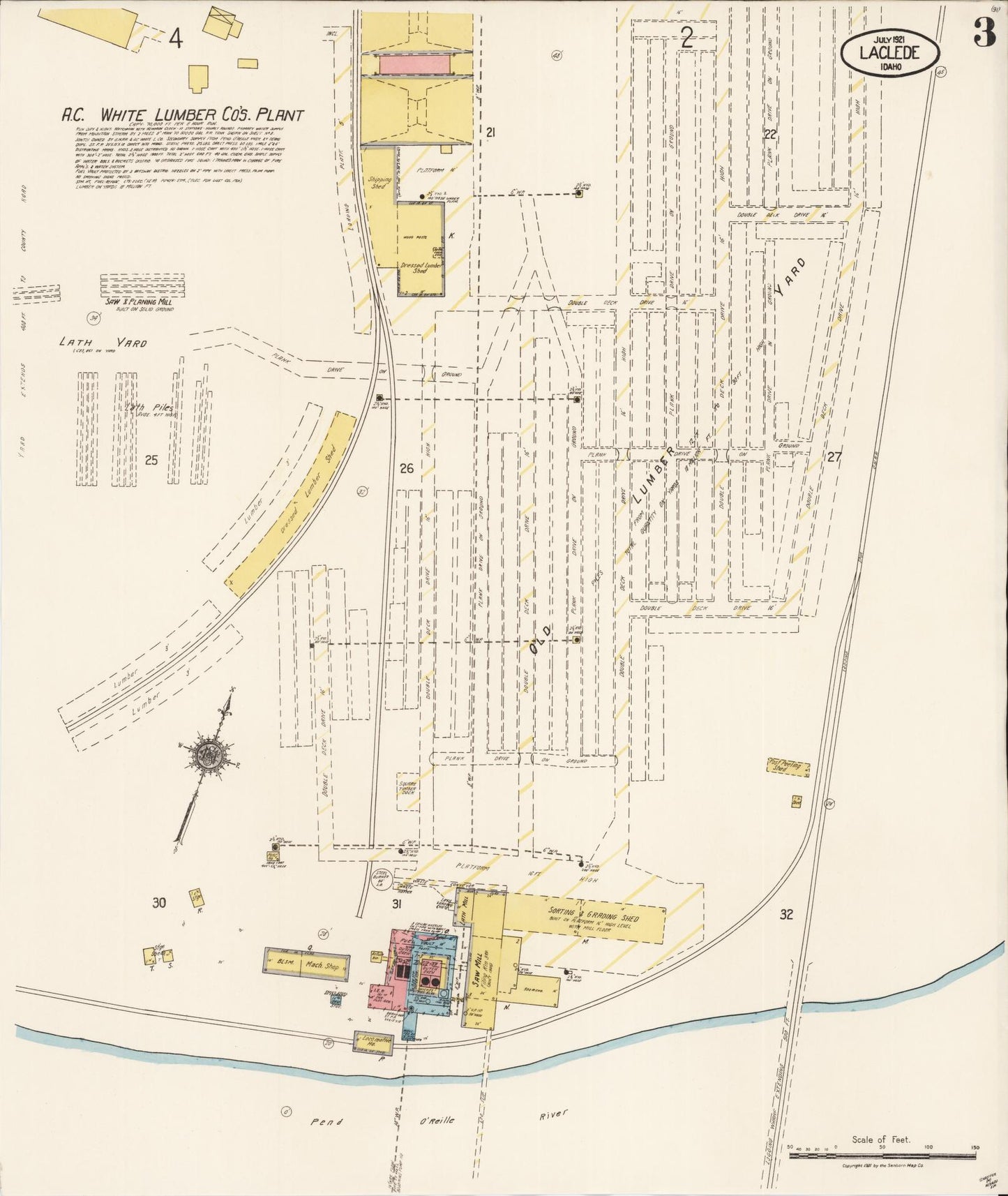 Sanborn Fire Insurance Map from Laclede, Bonner County, Idaho (1921), Sheet #0003 - Historic Sanborn Fire Insurance Map Print, vintage old map wall art, antique decor, genealogy gift, Idaho Idaho map