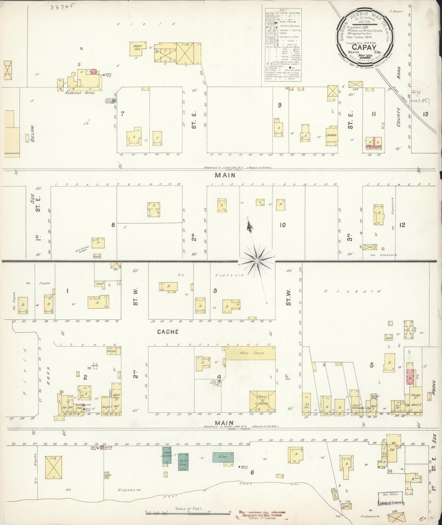 Sanborn Fire Insurance Map from Capay, Yolo County, California (1897), Sheet #0001 - Historic Sanborn Fire Insurance Map Print, vintage old map wall art, antique decor, genealogy gift, California California map