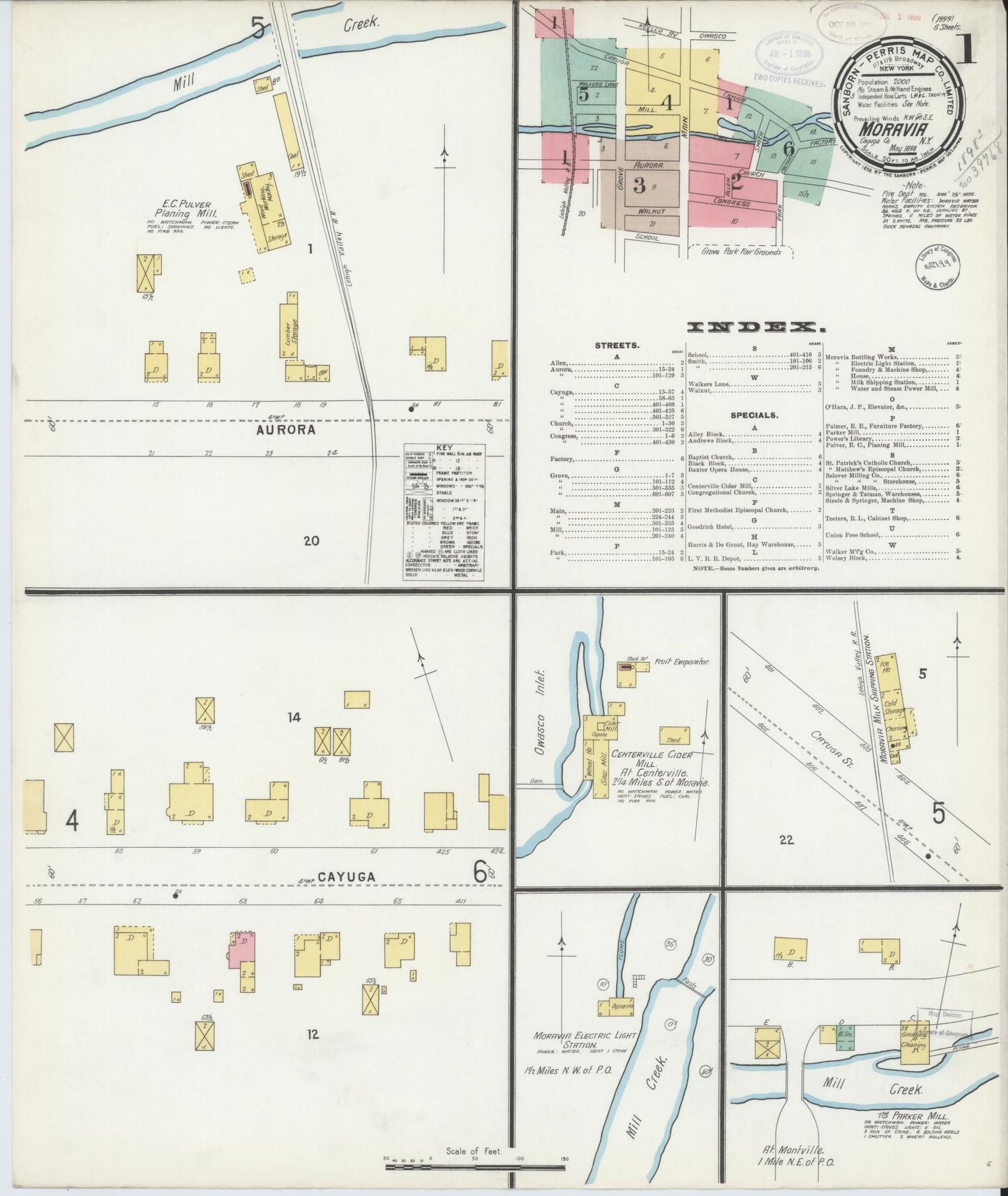 Sanborn Fire Insurance Map from Moravia, Cayuga County, New York. (1898) – Historic Sanborn Fire Insurance Map Print