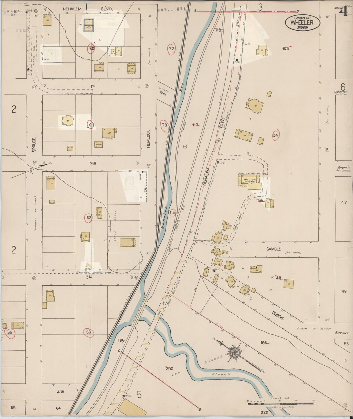 Sanborn Fire Insurance Map from Wheeler, Tillamook County, Oregon (1931), Sheet #0004 - Historic Sanborn Fire Insurance Map Print, vintage old map wall art, antique decor, genealogy gift, Oregon Oregon map