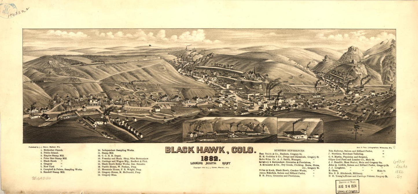 Black Hawk, Colo. 1882. (1882) – Historic Bird’s-Eye View Panorama Print