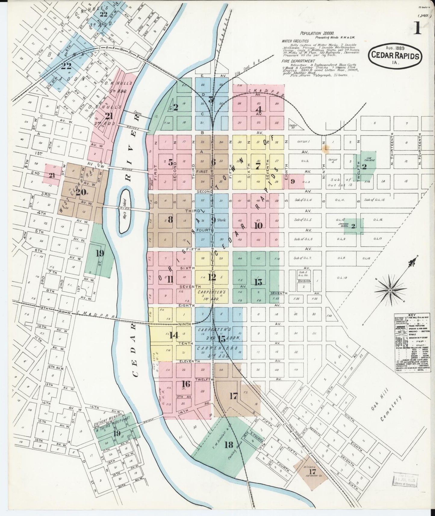 Sanborn Fire Insurance Map from Cedar Rapids, Linn County, Iowa. (1889) – Map View
