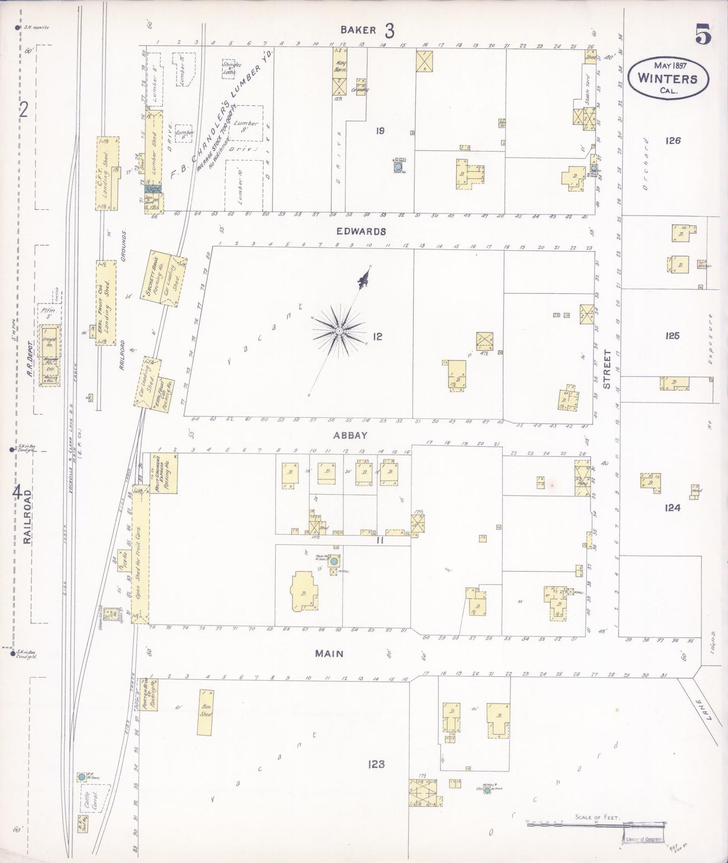 Sanborn Fire Insurance Map from Winters, Yolo County, California (1897), Sheet #0005 - Complete Map Set gallery image, historic Sanborn map, vintage wall art, California California